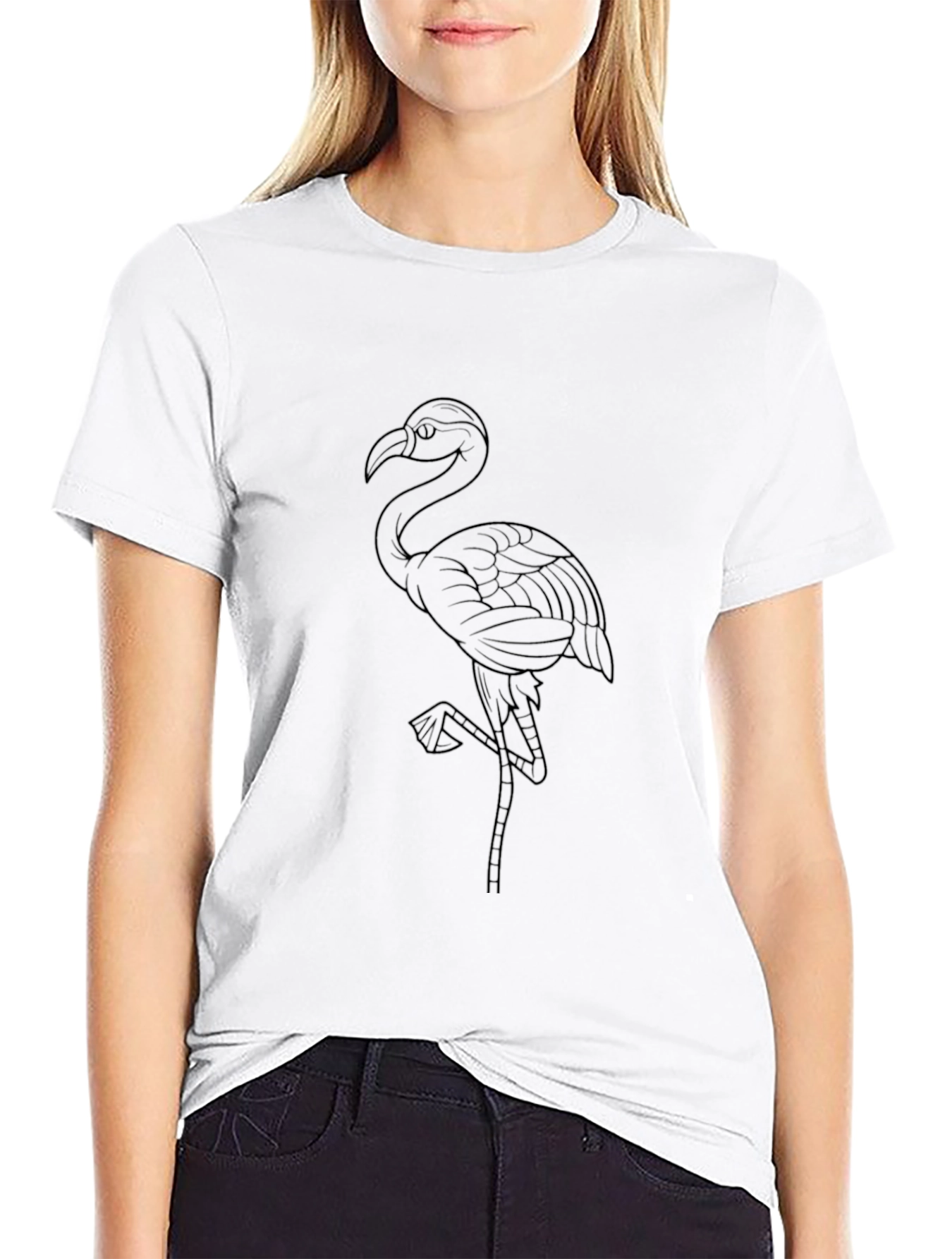 Black Men's Black Flamingo Graphic T-Shirt view 9