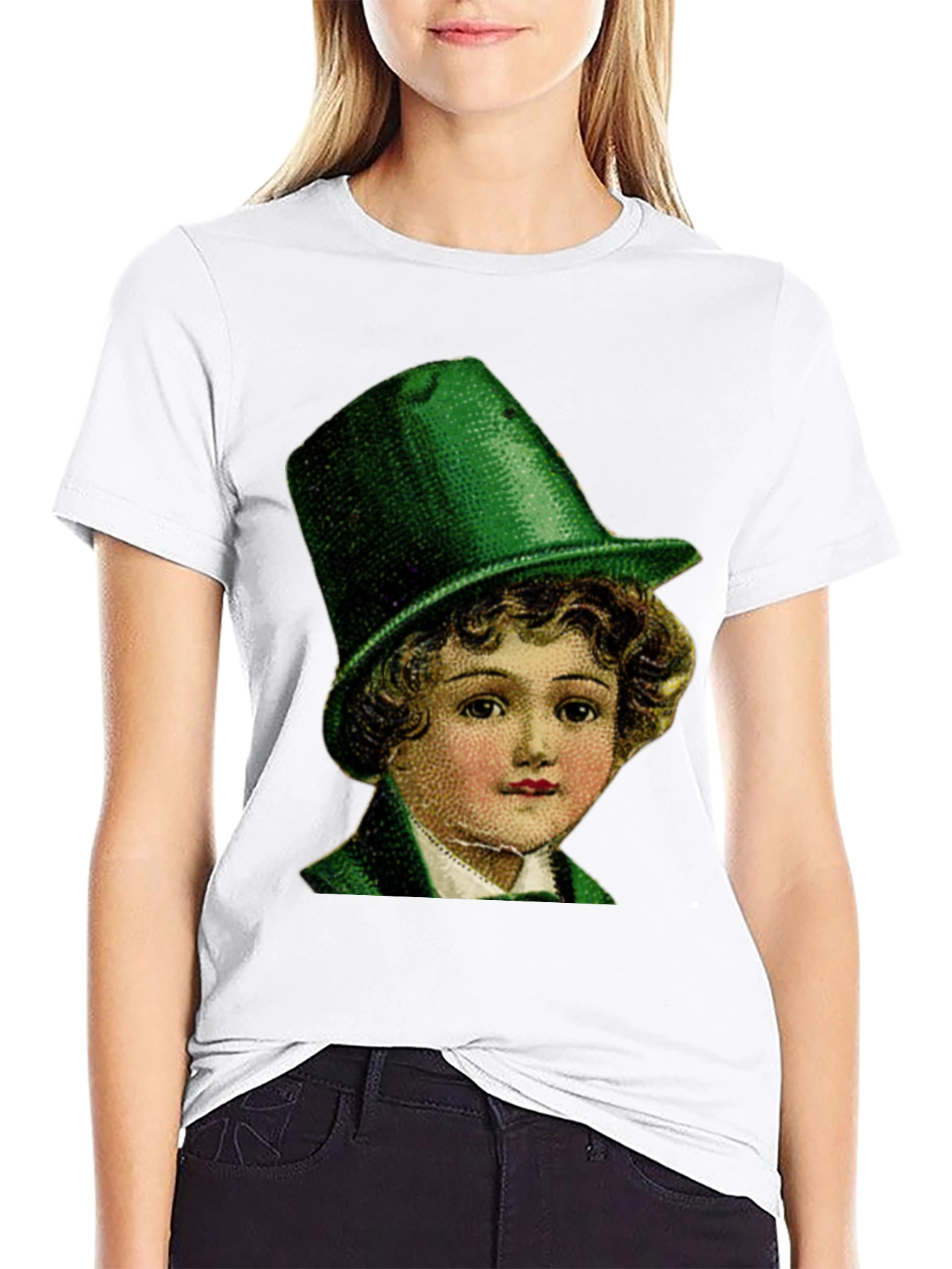 Black St. Patrick's Day Boy in Green Hat T-Shirt view 9