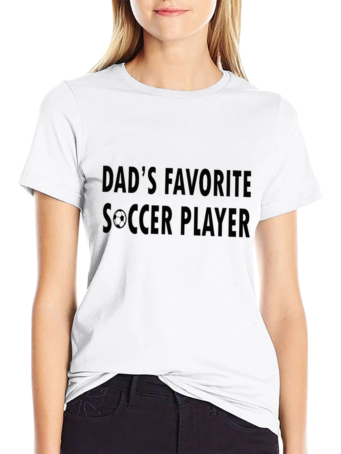 Black Dad's Favorite Soccer Player Black T-Shirt view 9