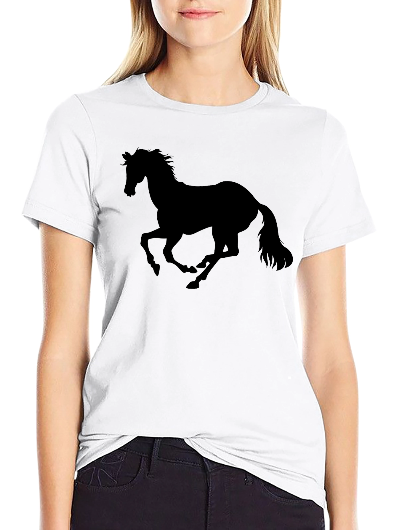 Black Black Horse Silhouette Graphic Tee - Men's Casual Top view 9