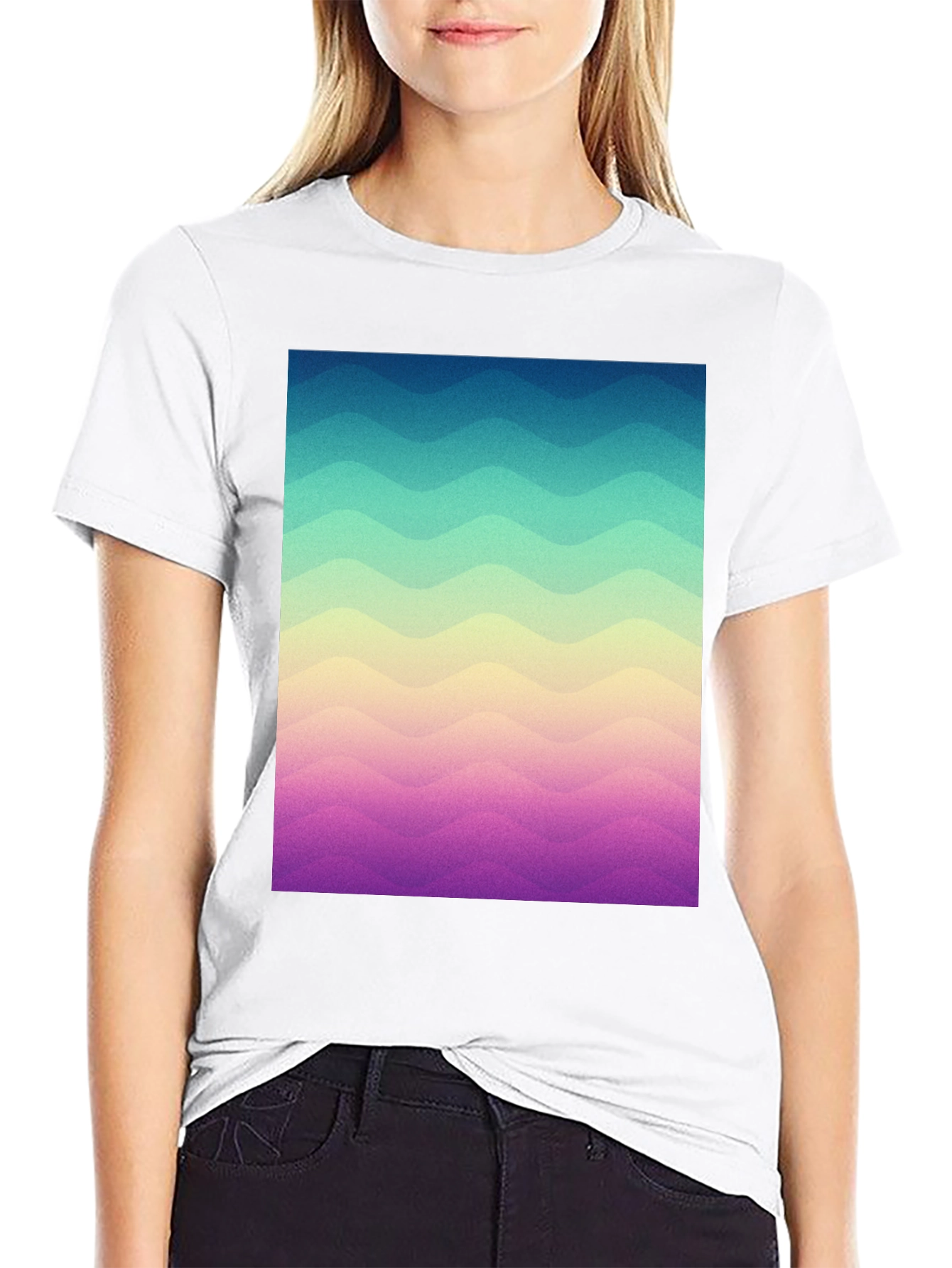 Black Wavy Gradient T-Shirt - Casual Comfort view 9