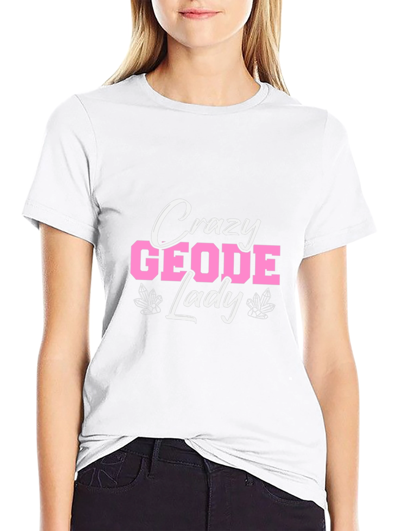 Black Crazy Geode Lady Graphic T-Shirt - Black view 9