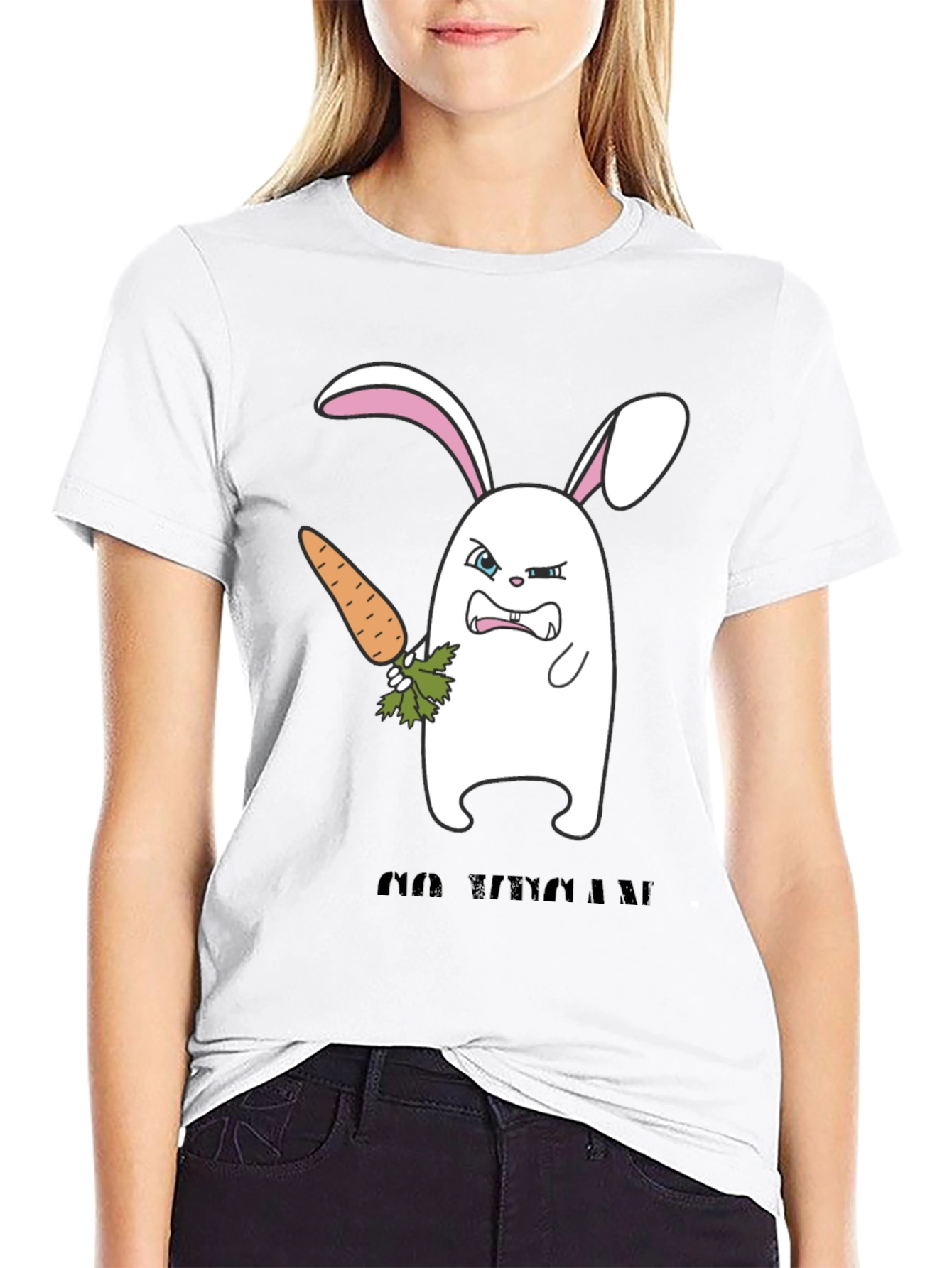Black Angry Bunny Graphic T-Shirt -  Cute and Edgy Design view 9