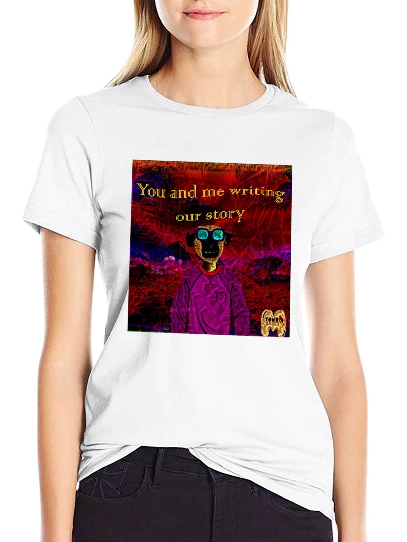 Black Unique Graphic T-Shirt - You and Me Writing Our Story view 9