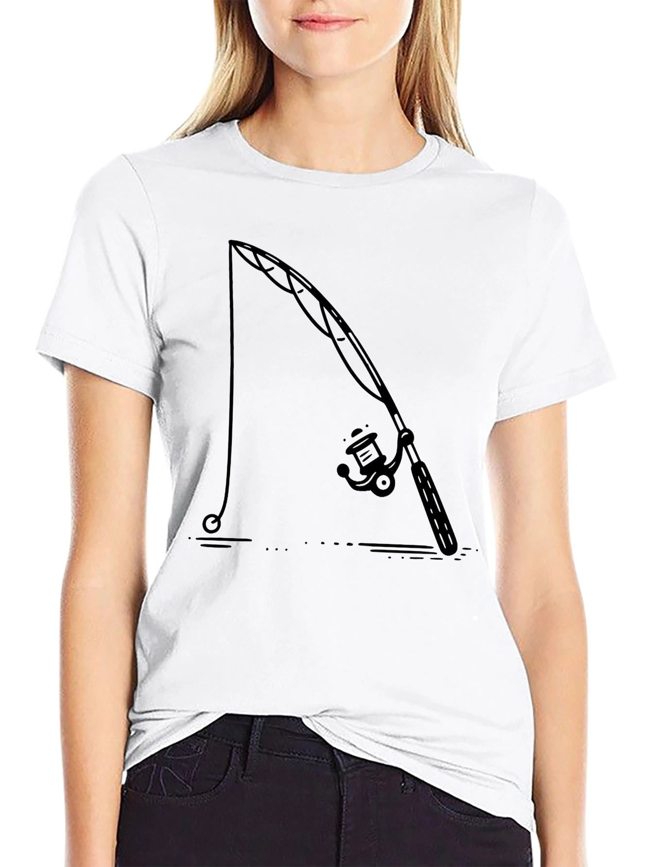 Black Fishing Rod Graphic Tee - Black Cotton Comfort view 9