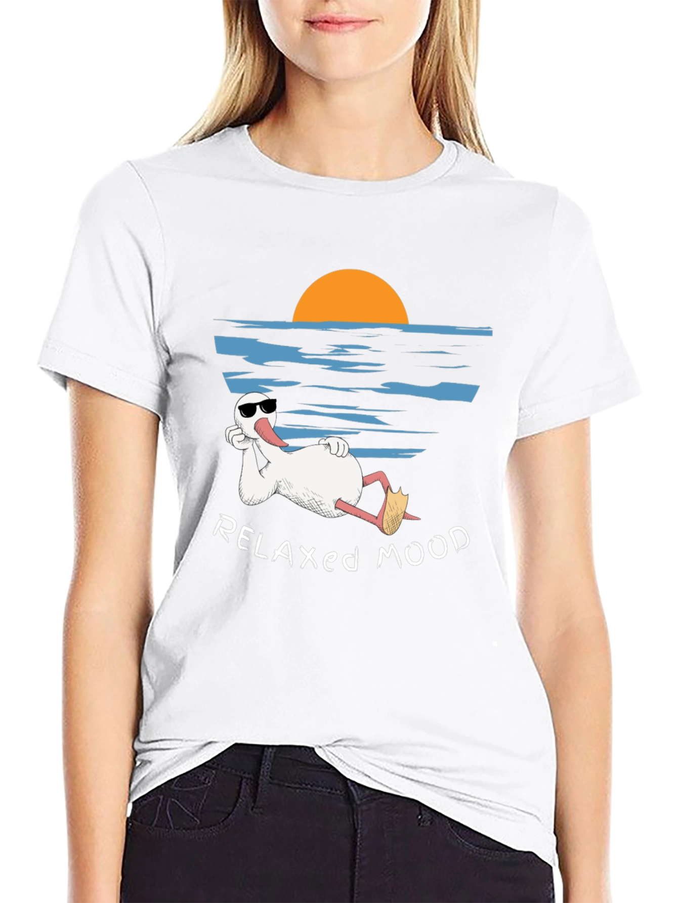 Black Relaxed Mood T-Shirt - Duck Vacation Tee view 9