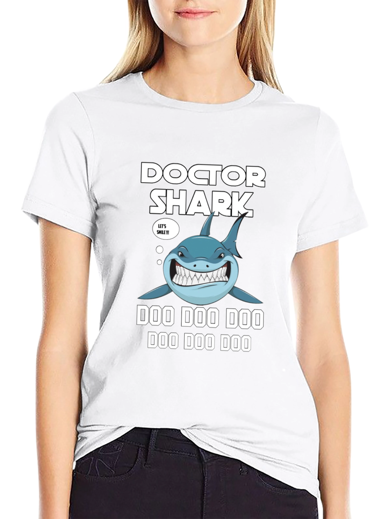 Black Doctor Shark T-Shirt - Doo Doo Doo Funny Tee view 9