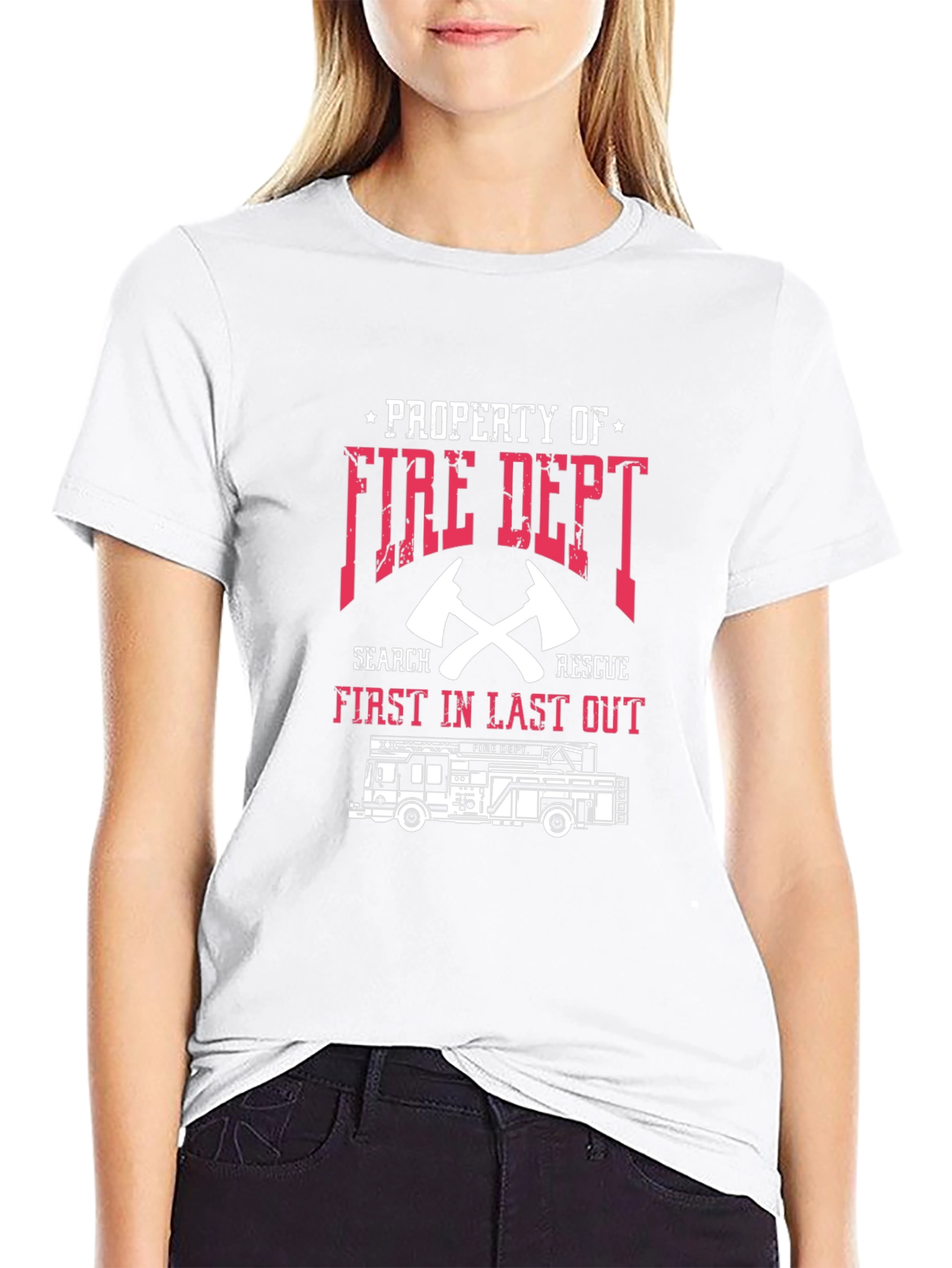 Black Fire Dept. T-Shirt: First In Last Out Firefighter Tee view 9