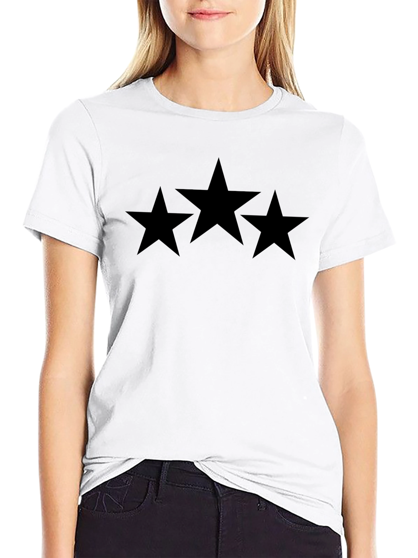 Black Classic Black T-Shirt with Bold Star Design view 9