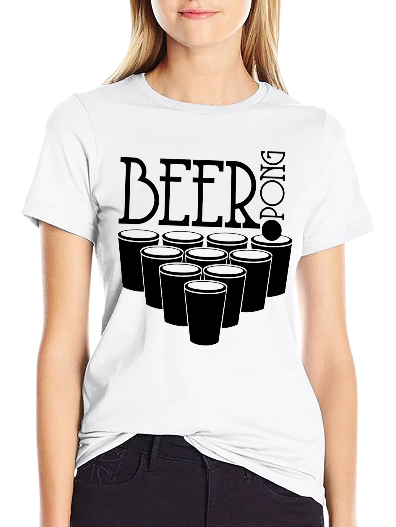Black Beer Pong Graphic T-Shirt - Black Short Sleeve Tee view 9