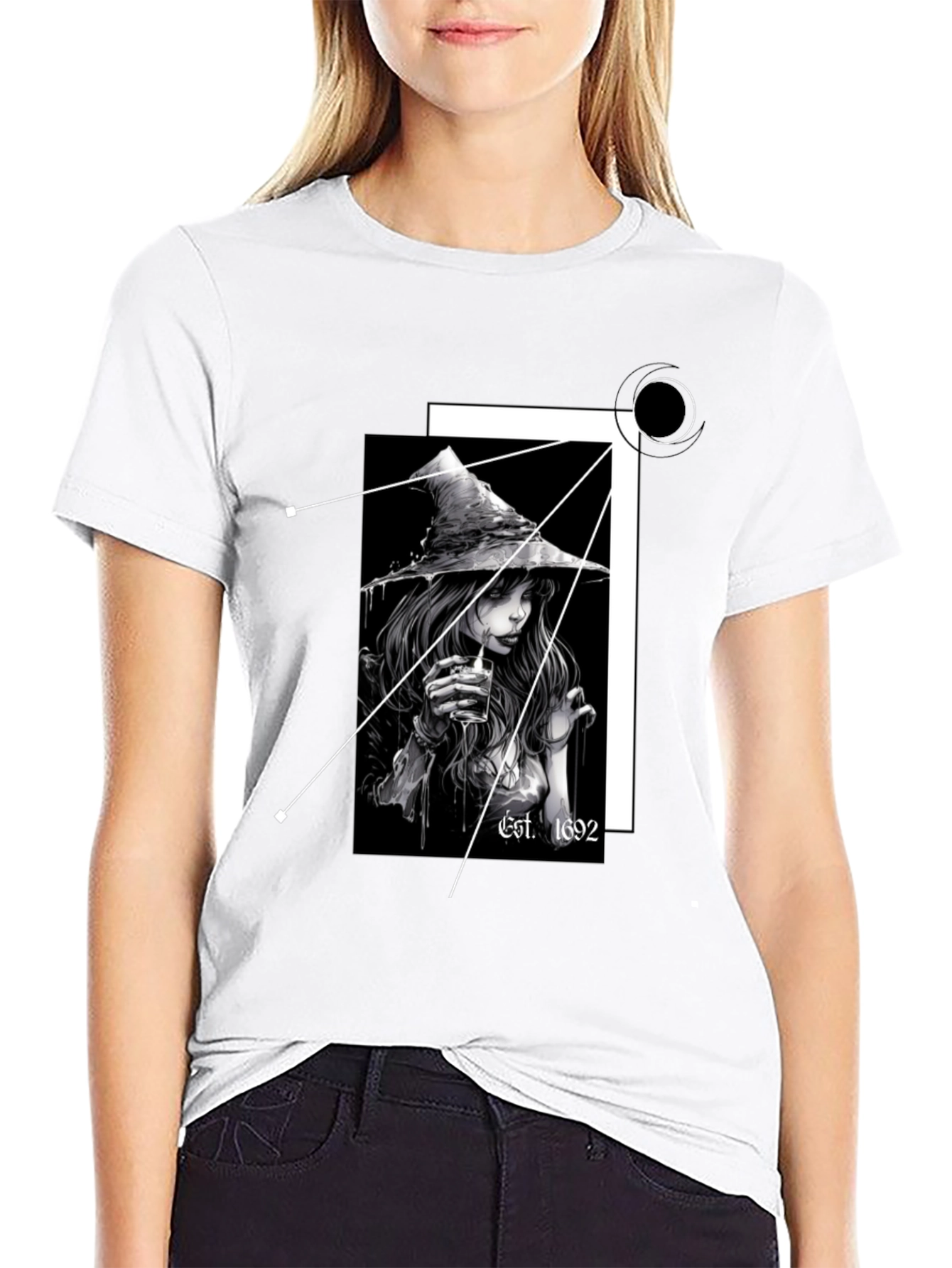 Black Witch T-Shirt - Est. 1692 - Black Cotton Tee view 9