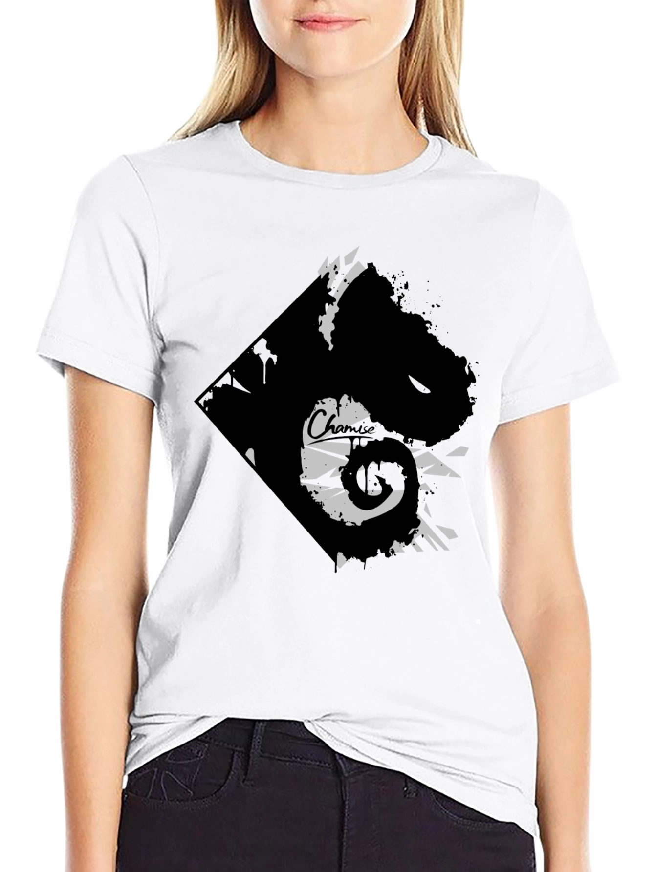 Black Edgy Graphic Tee - Black Cotton Blend view 9