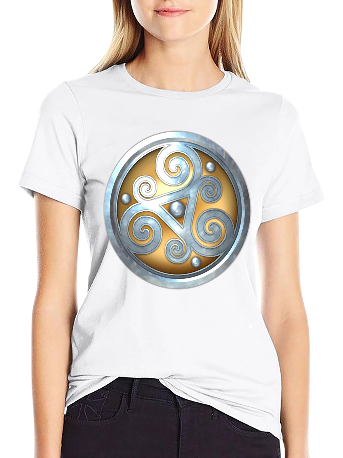 Black Celtic Shield Graphic Tee - Stylish Black Cotton T-Shirt view 9