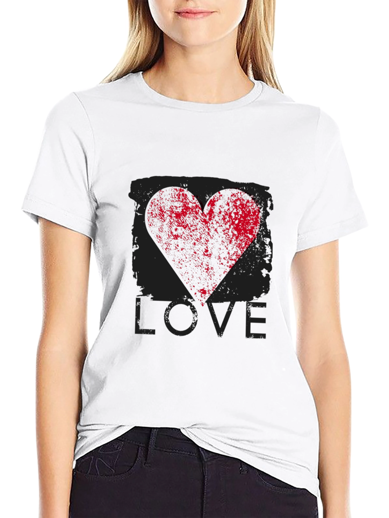Black Men's Black LOVE Heart Graphic T-Shirt view 9