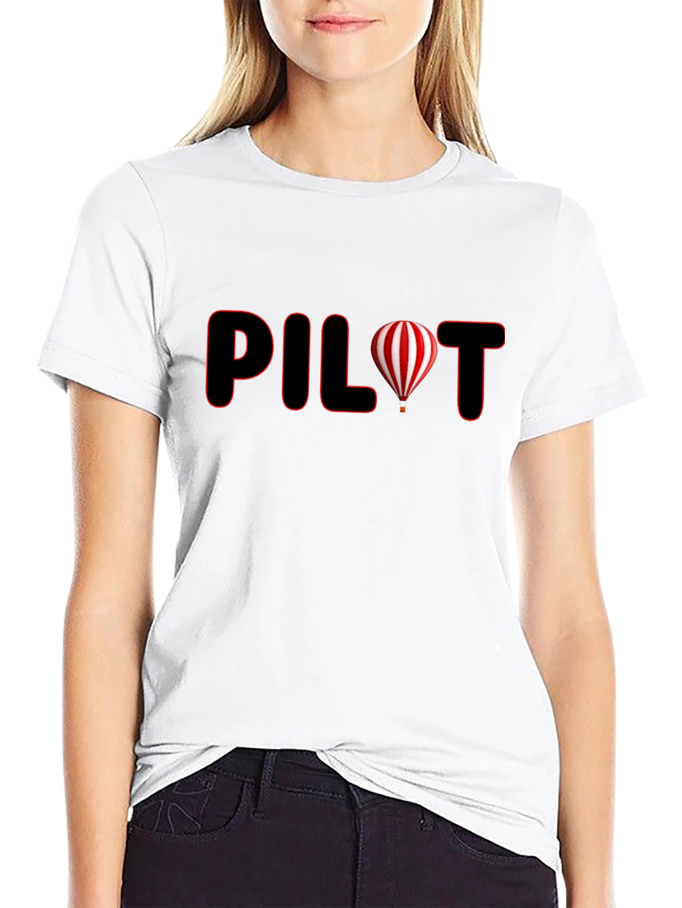 Black Pilot Hot Air Balloon Graphic Tee - Black view 9