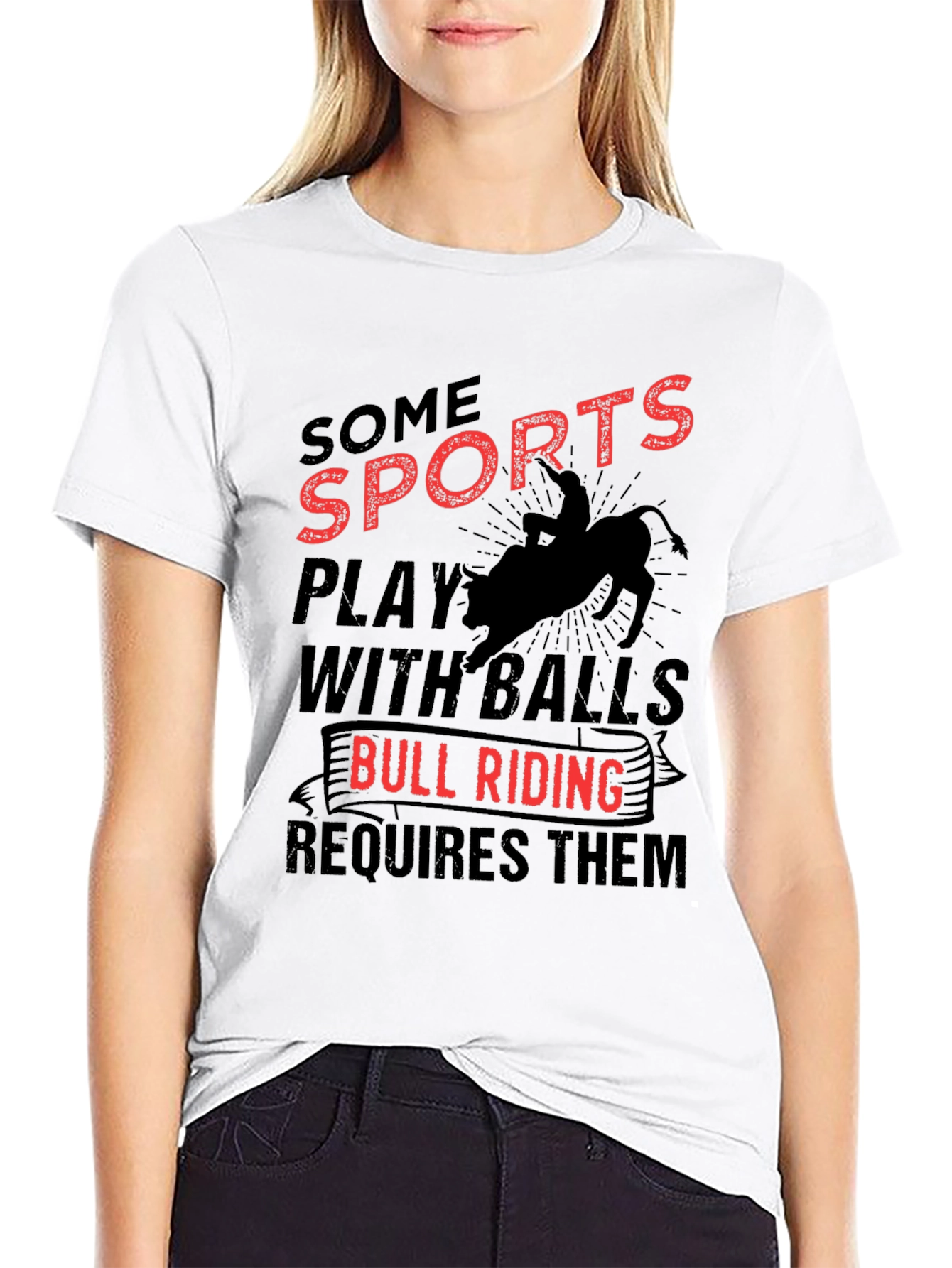 Black Bull Riding Balls T-Shirt Rodeo Cowboy Gift view 9