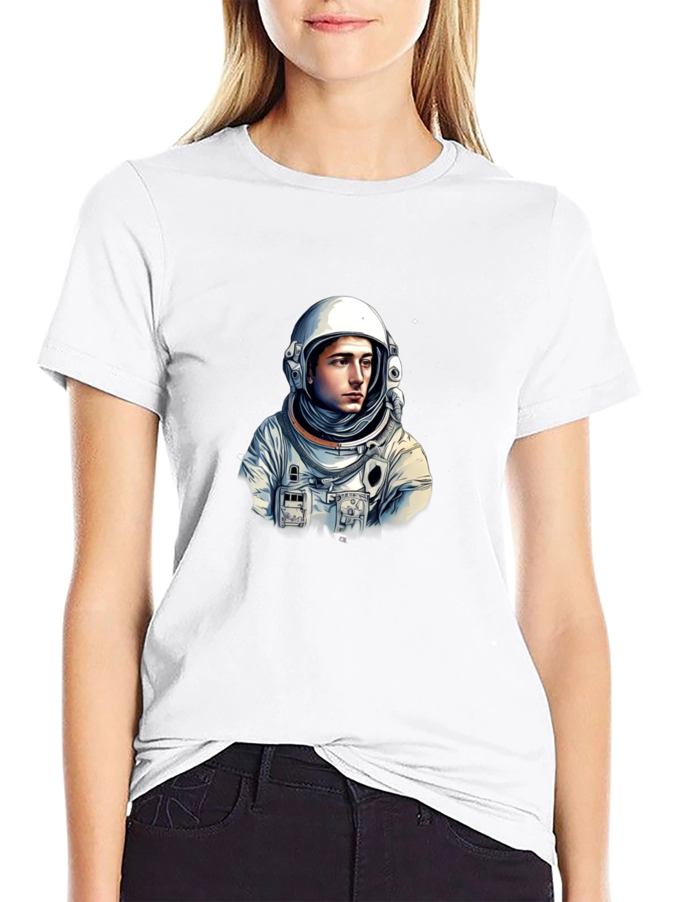 Black Astronaut Graphic Tee - Black Cotton Blend T-Shirt view 9