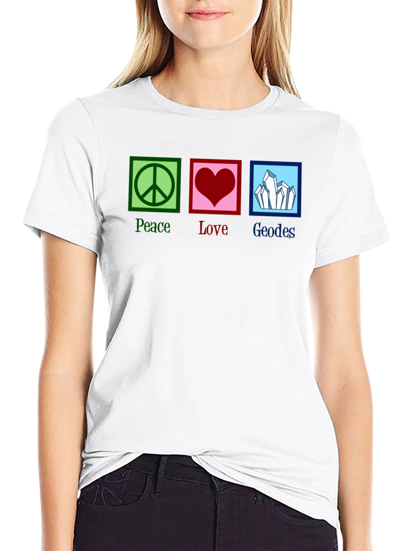 Black Peace Love Geodes Graphic Tee - Unisex Black T-Shirt view 9