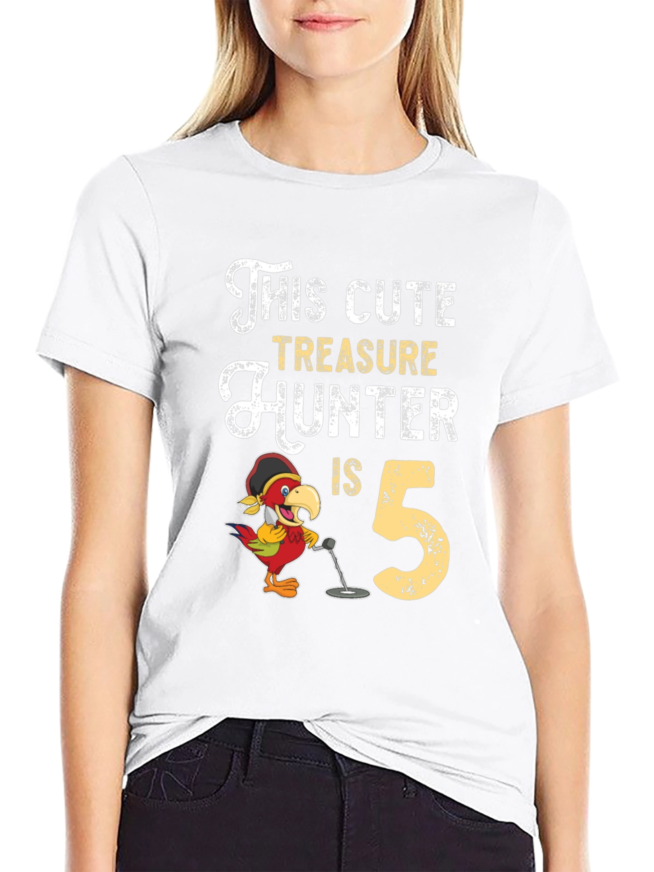 Black Cute Treasure Hunter 5th Birthday Black T-Shirt view 9