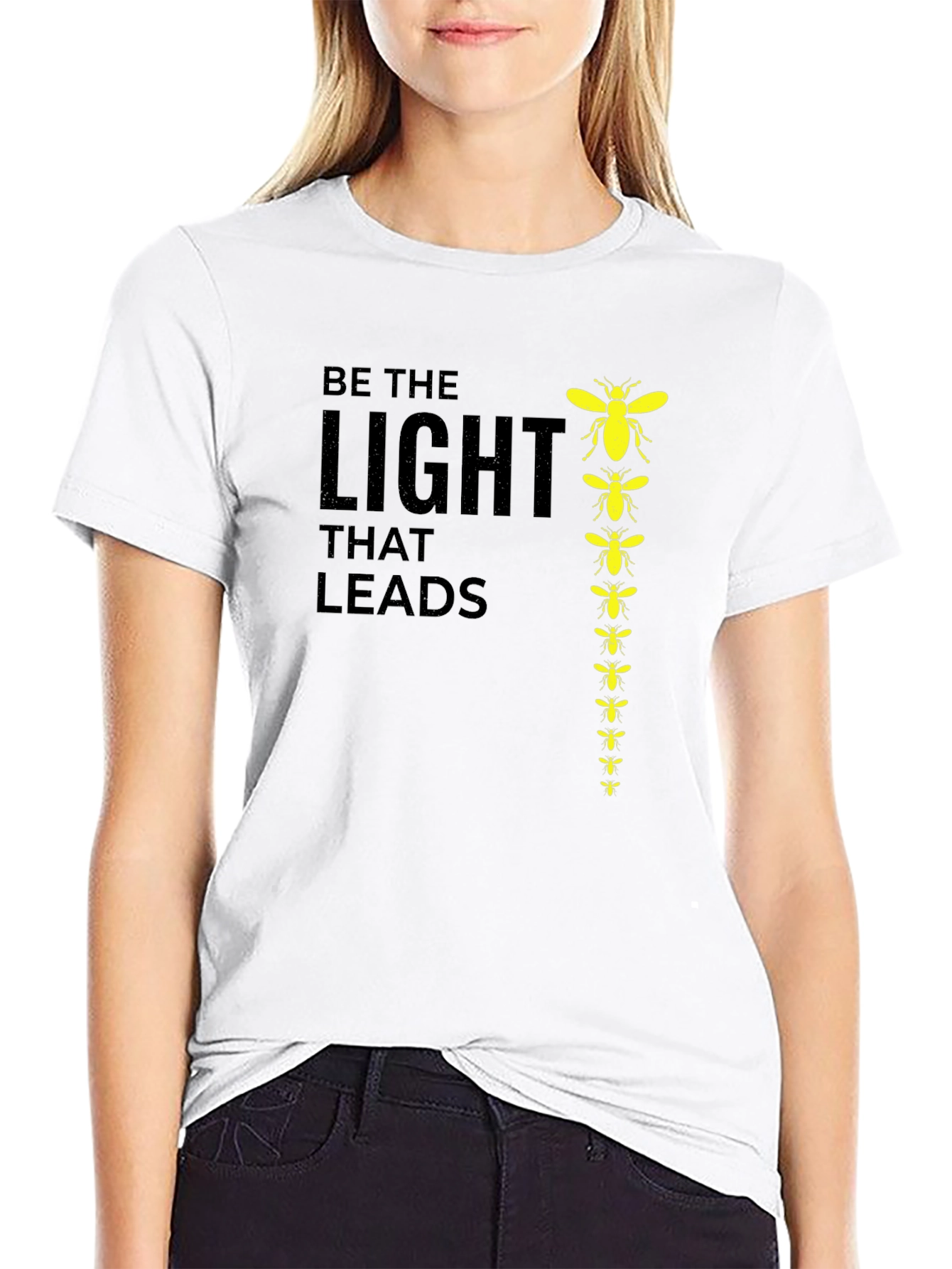 Black Be The Light That Leads Graphic Tee view 9