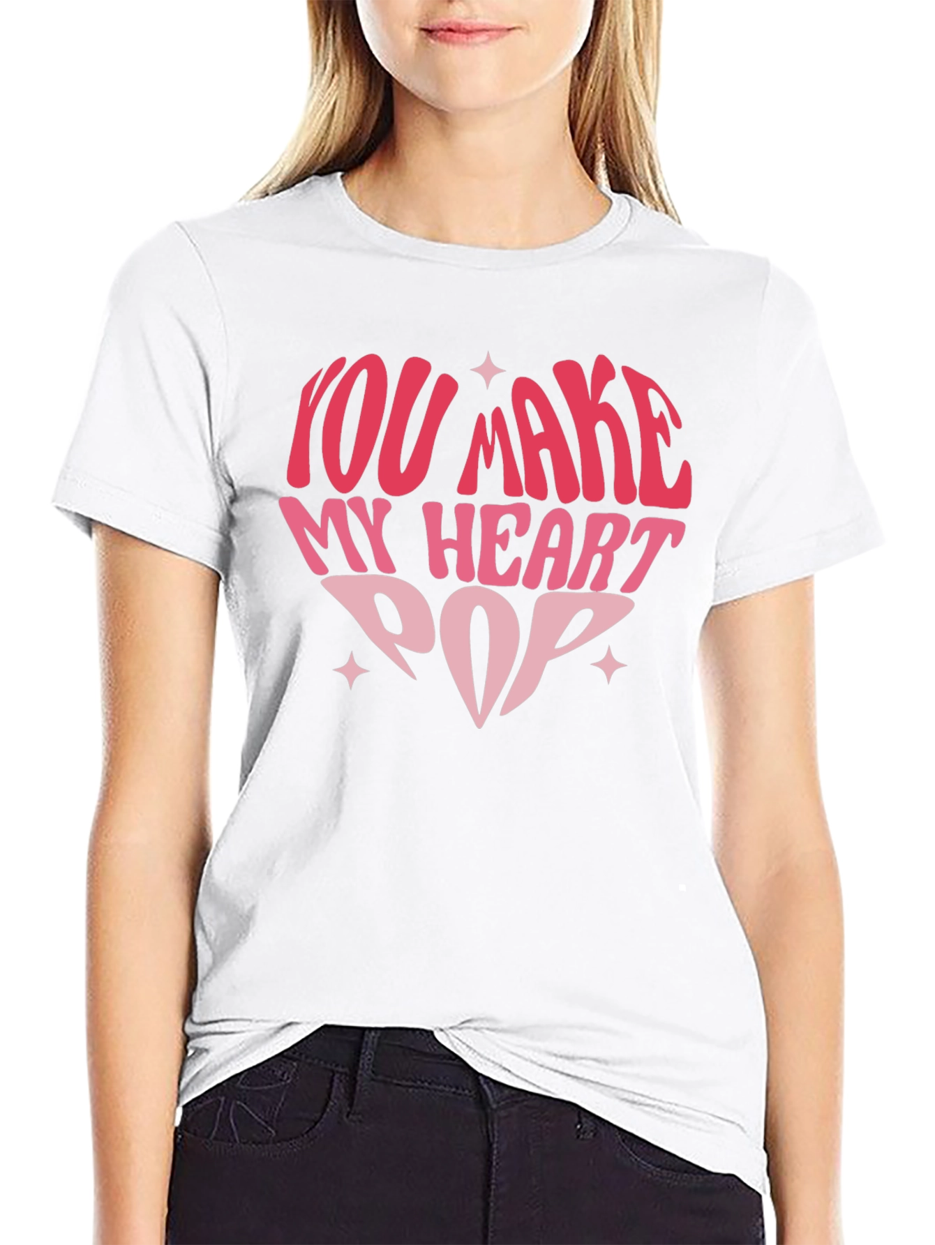 Black You Make My Heart Pop Graphic Tee - Black Unisex T-Shirt view 9