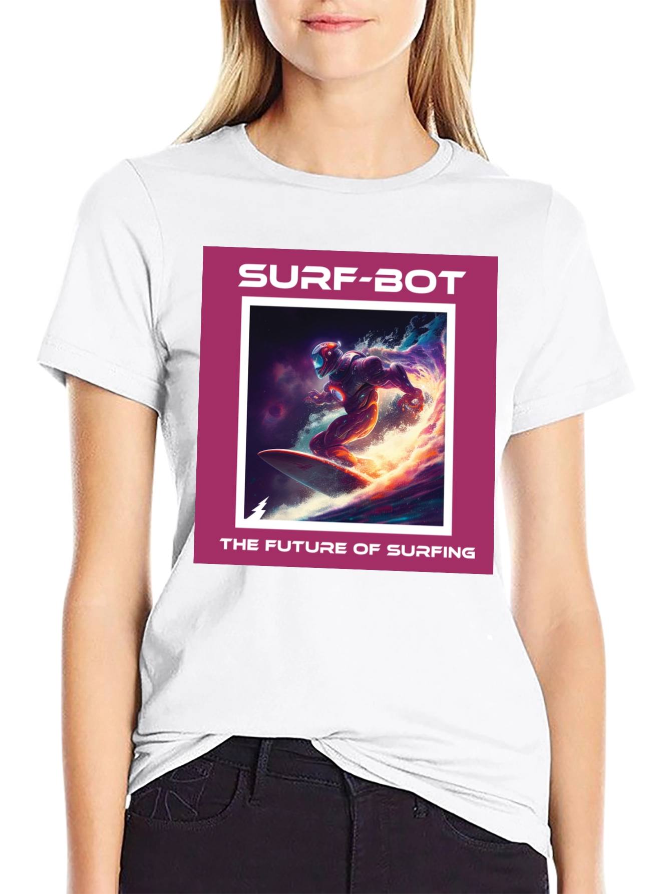 Black Surf-Bot Future Surfing Black T-Shirt view 9