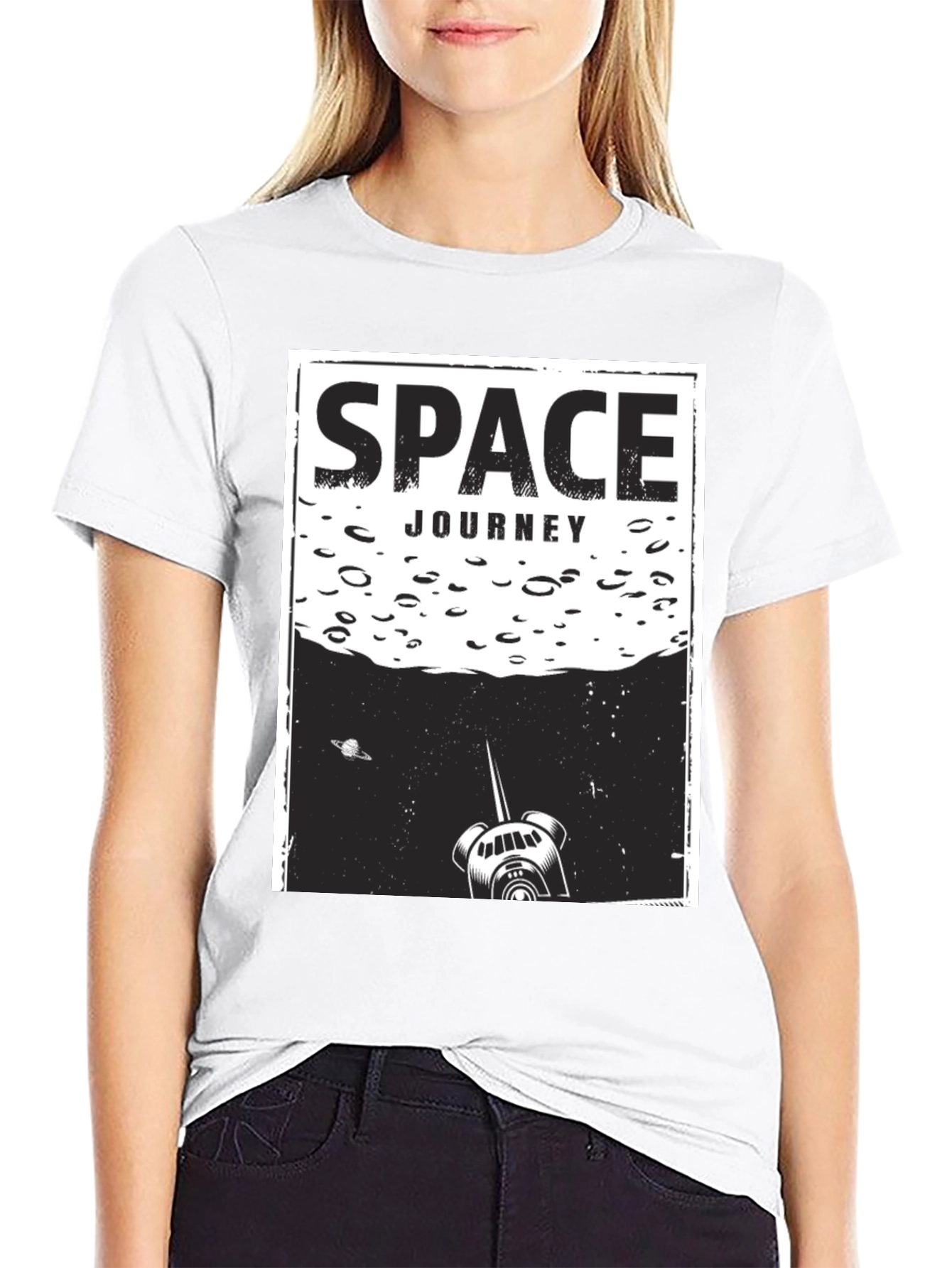 Black Space Journey Graphic T-Shirt - Unisex Black Tee view 9
