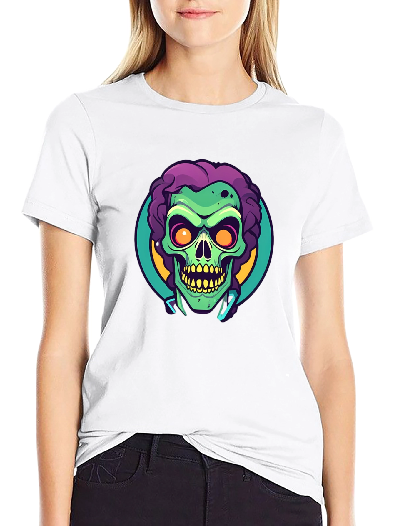 Black Zombie Head Graphic Tee - Unique Halloween Style view 9