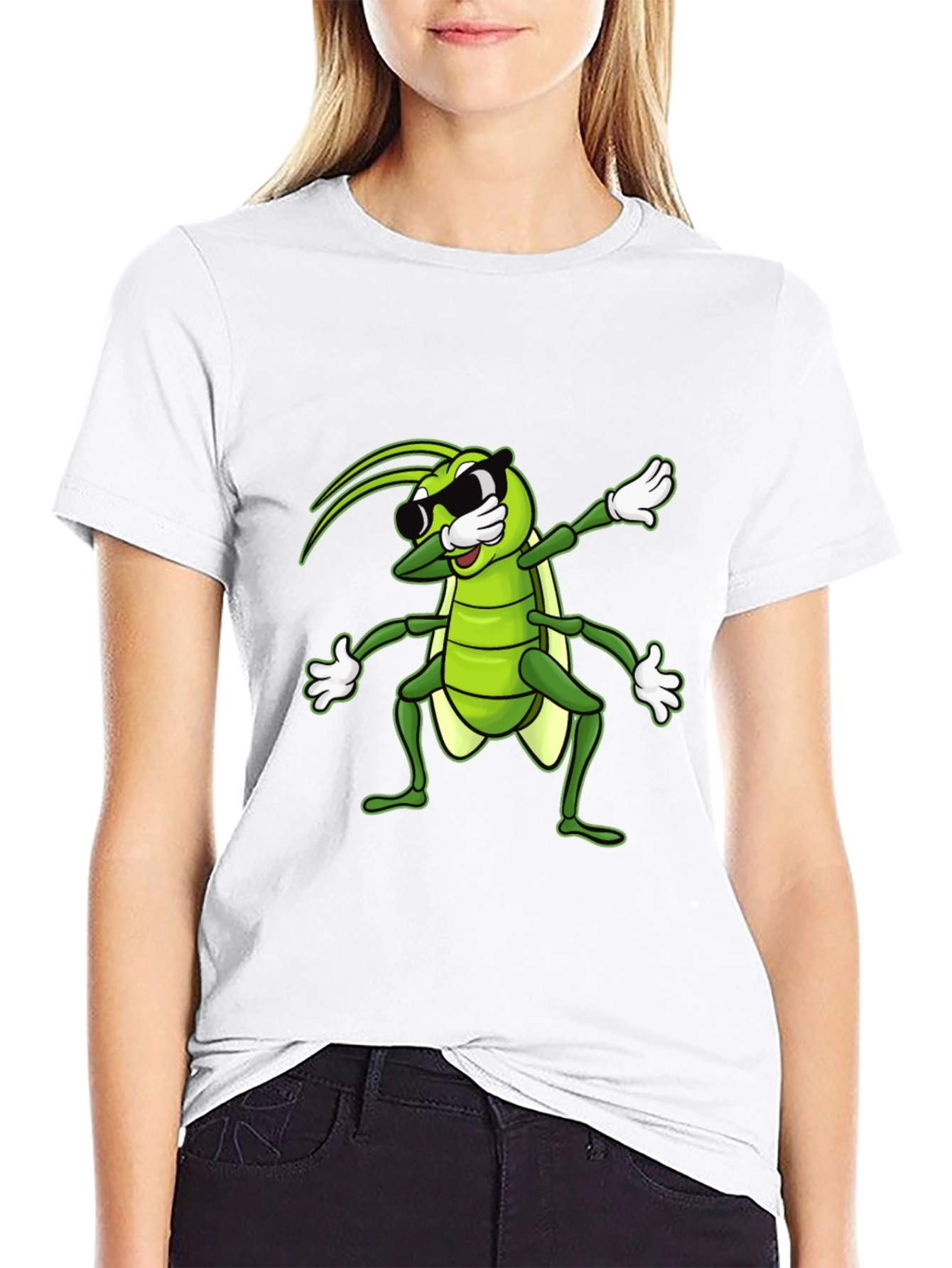 Black Dabbing Grasshopper Graphic Tee - Cool Bug T-Shirt view 9
