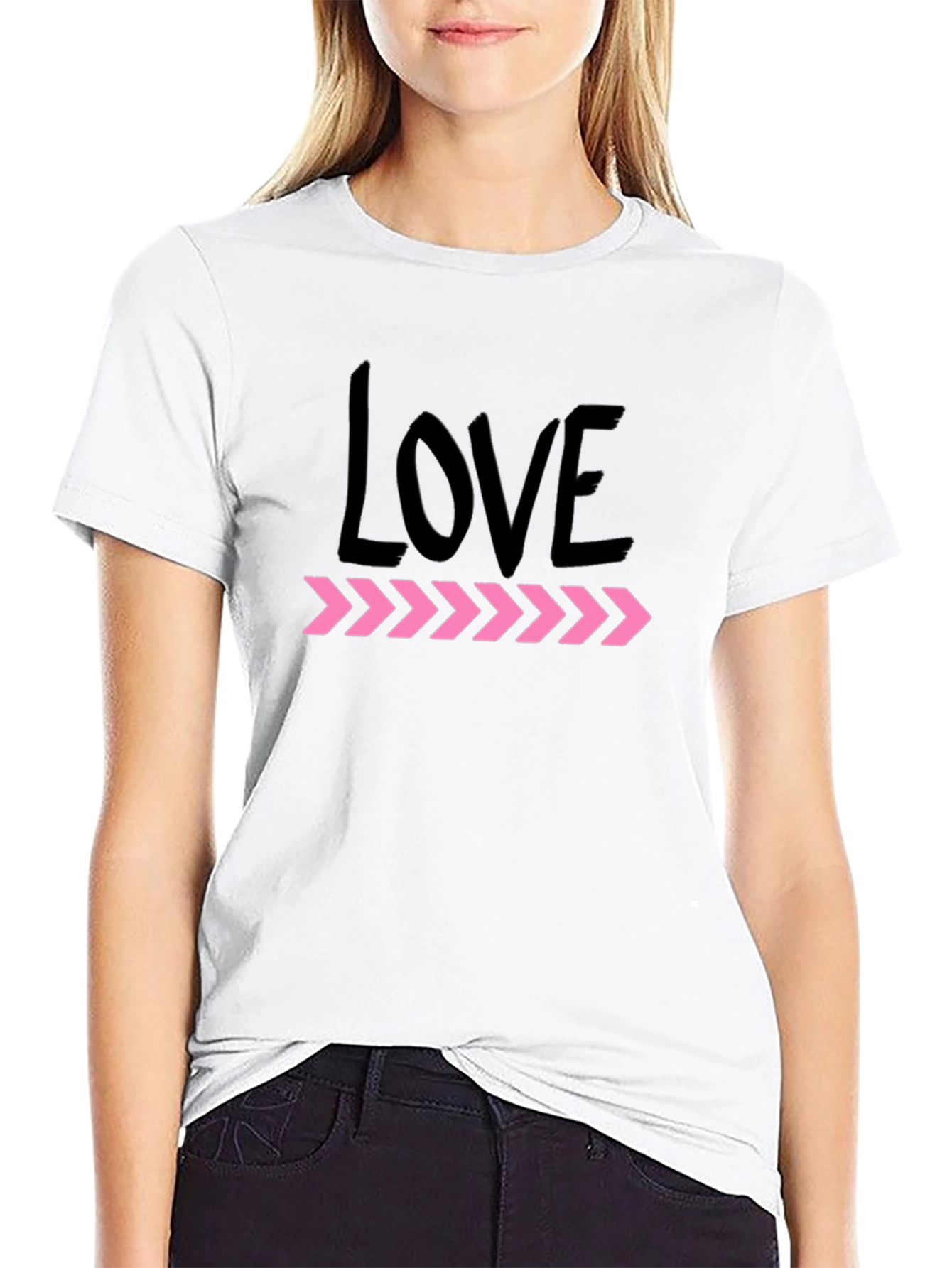 Black Love Arrows Graphic Tee - Black Short Sleeve Crew Neck T-Shirt view 9