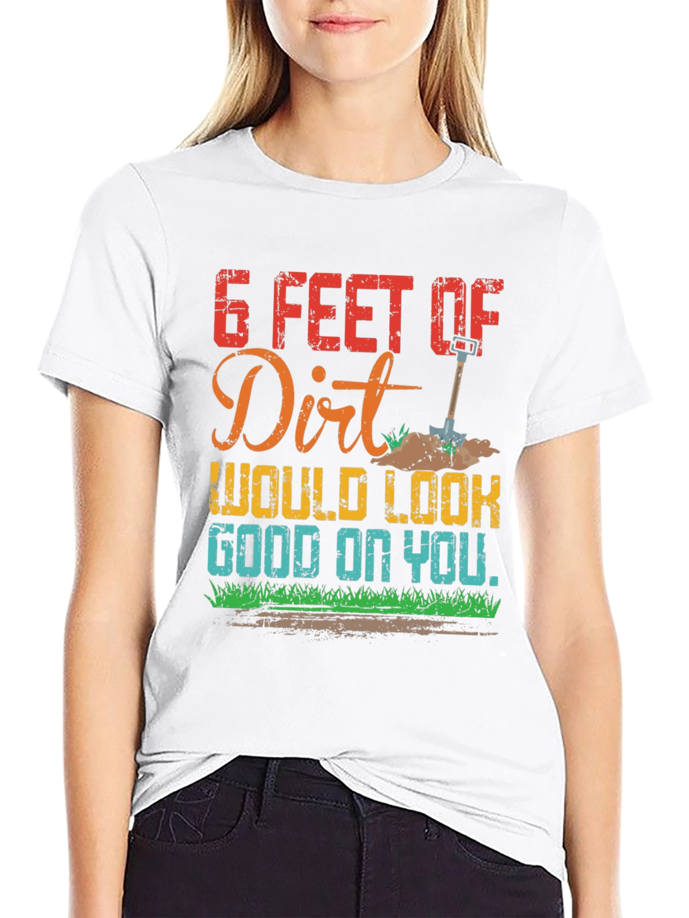 Black Funny 6 Feet of Dirt Graphic T-Shirt view 9