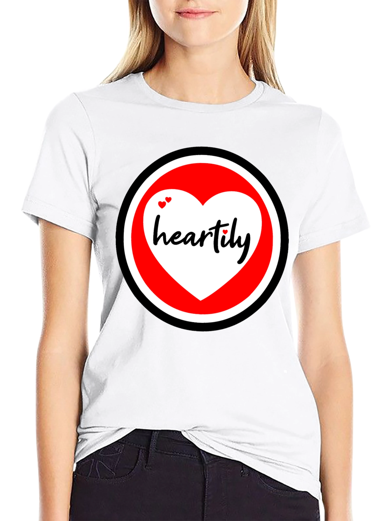 Black Heartily Graphic T-Shirt - Black Cotton Blend view 9