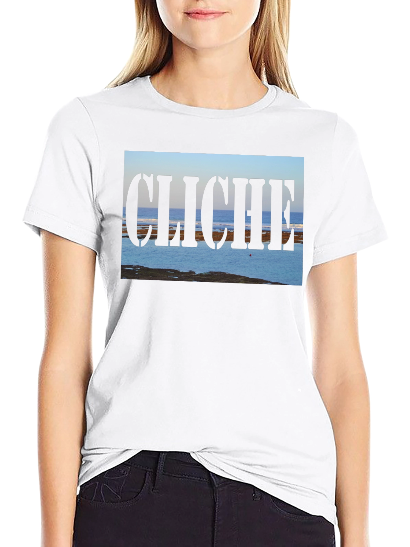 Black Cliche Ocean View Men's Black T-Shirt view 9