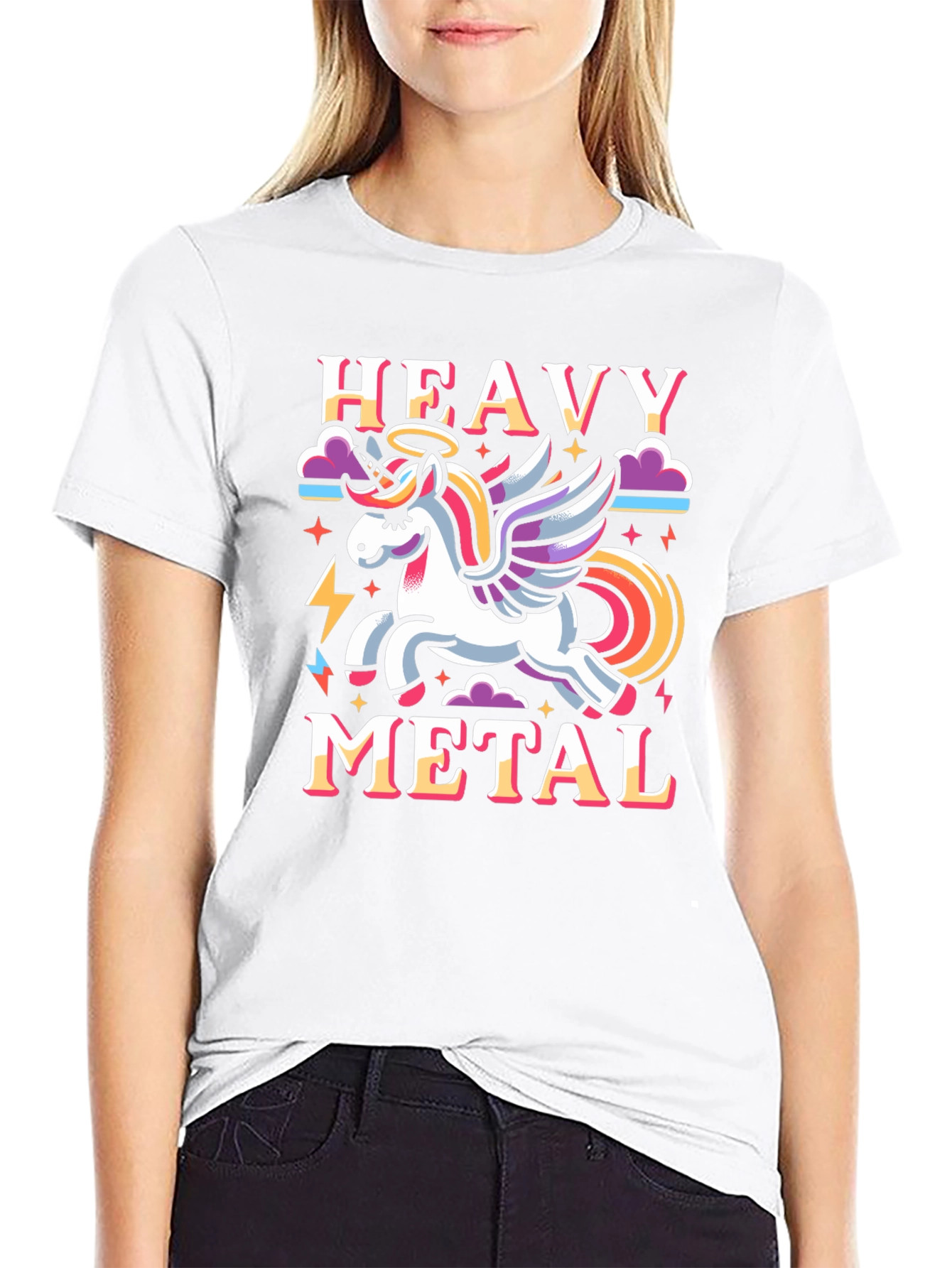 Black Heavy Metal Unicorn Graphic T-Shirt view 9
