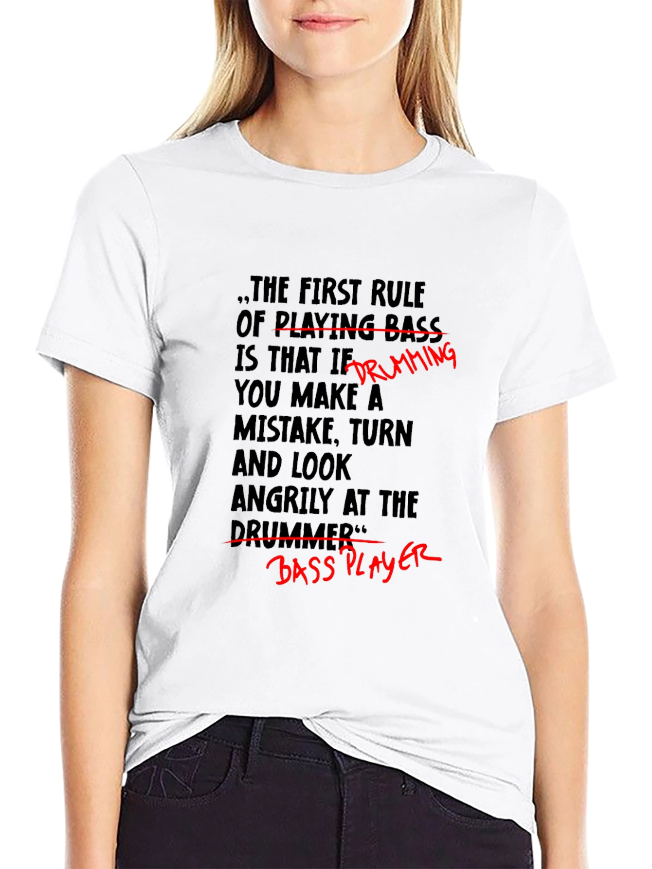 Black Funny Musician T-Shirt - Bass Player Drumming Joke view 9