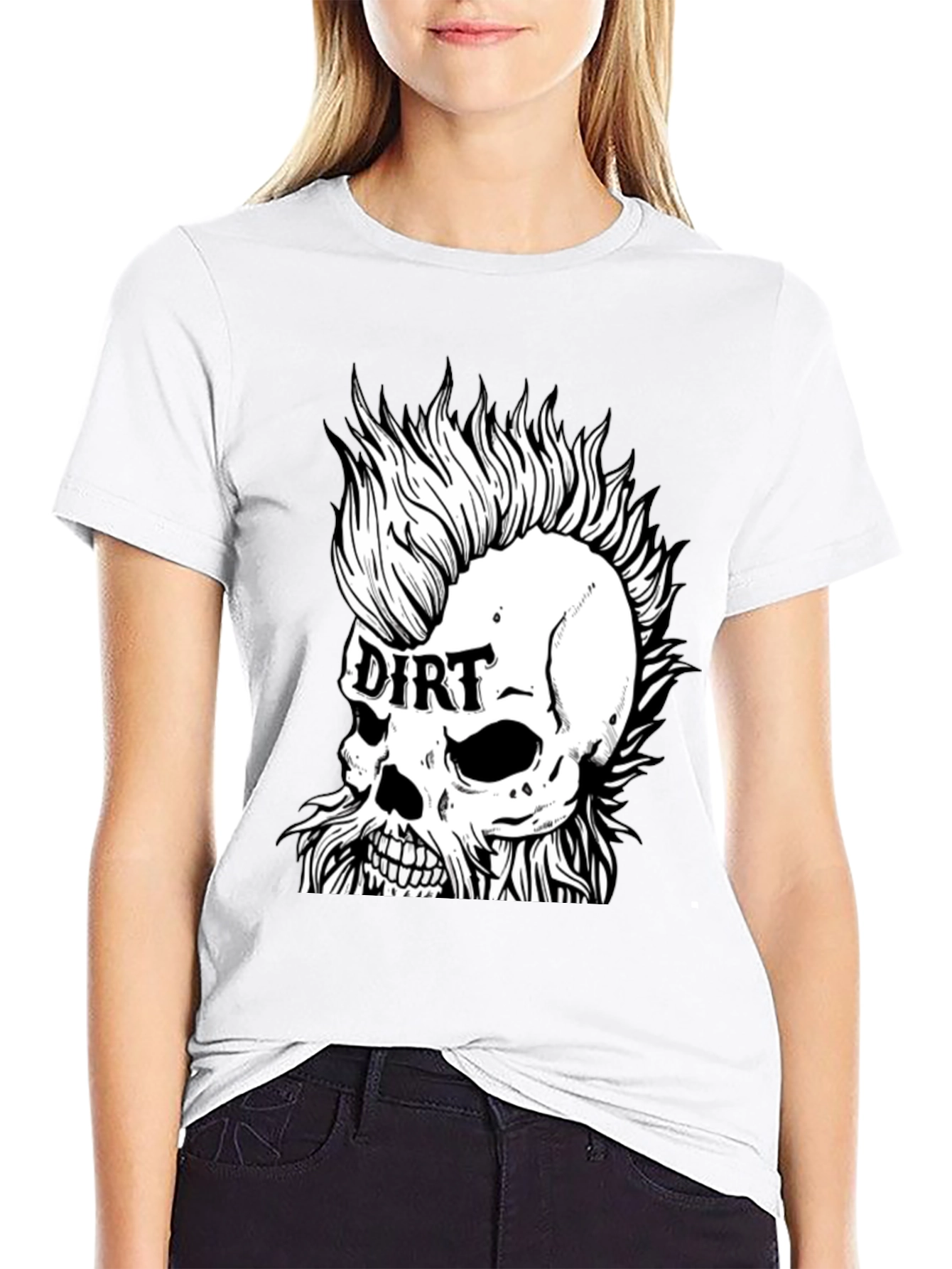 Dirt Skull Punk Graphic Tee - Black Cotton T-Shirt - 9