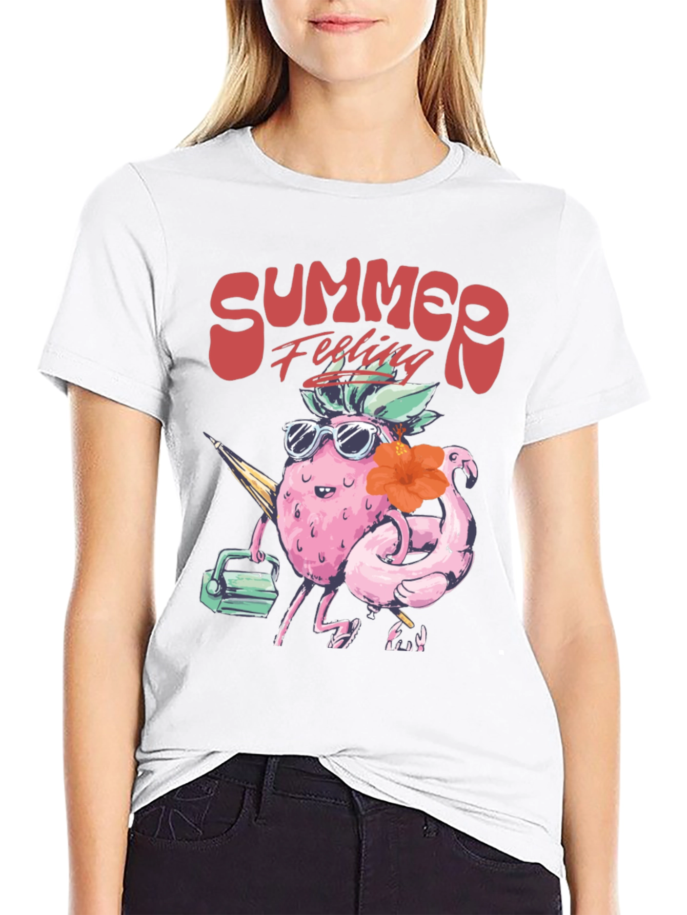 Black Summer Feeling T-Shirt - Tropical Fruit Design view 9