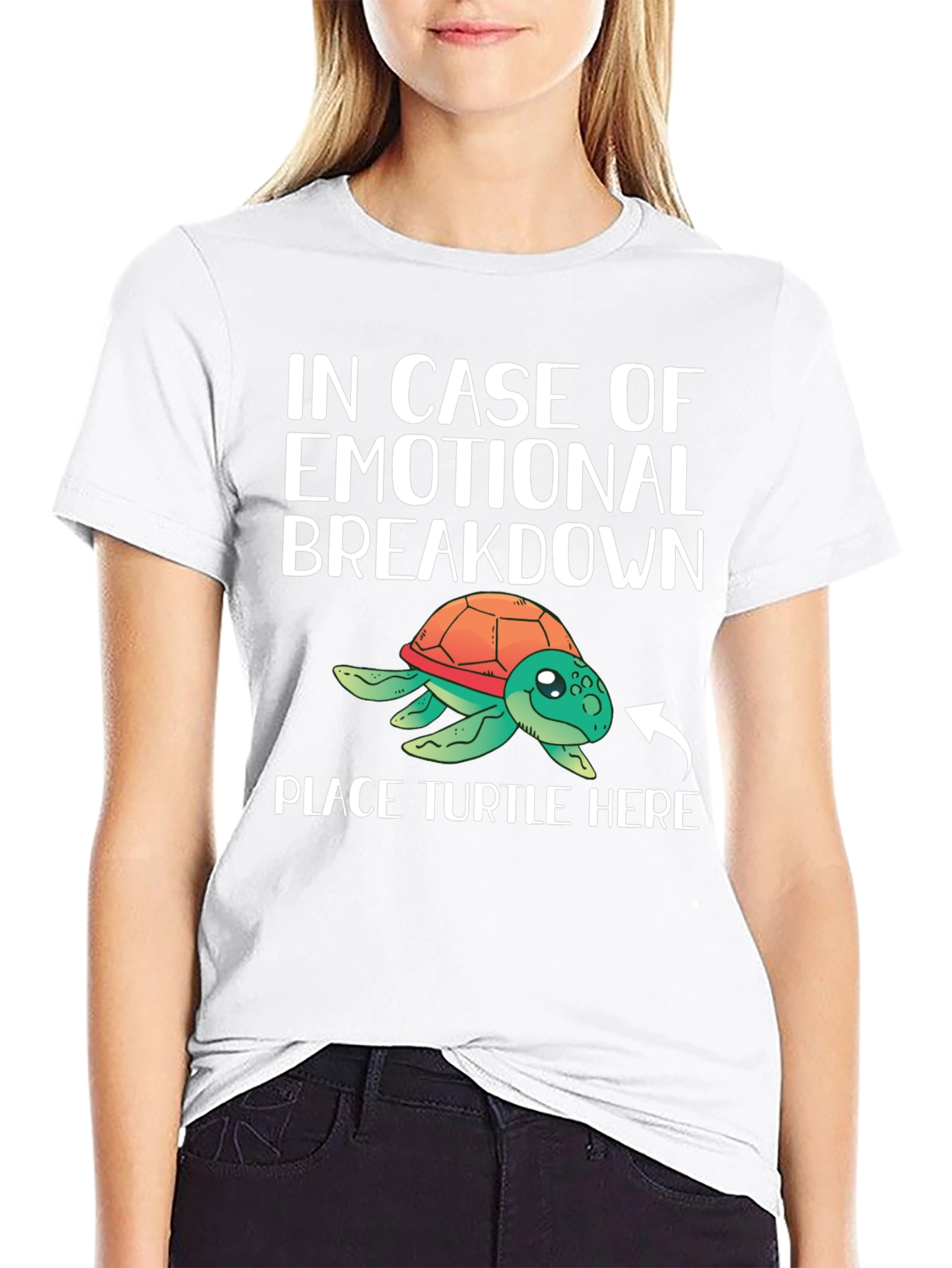Black Emotional Support Turtle T-Shirt view 9