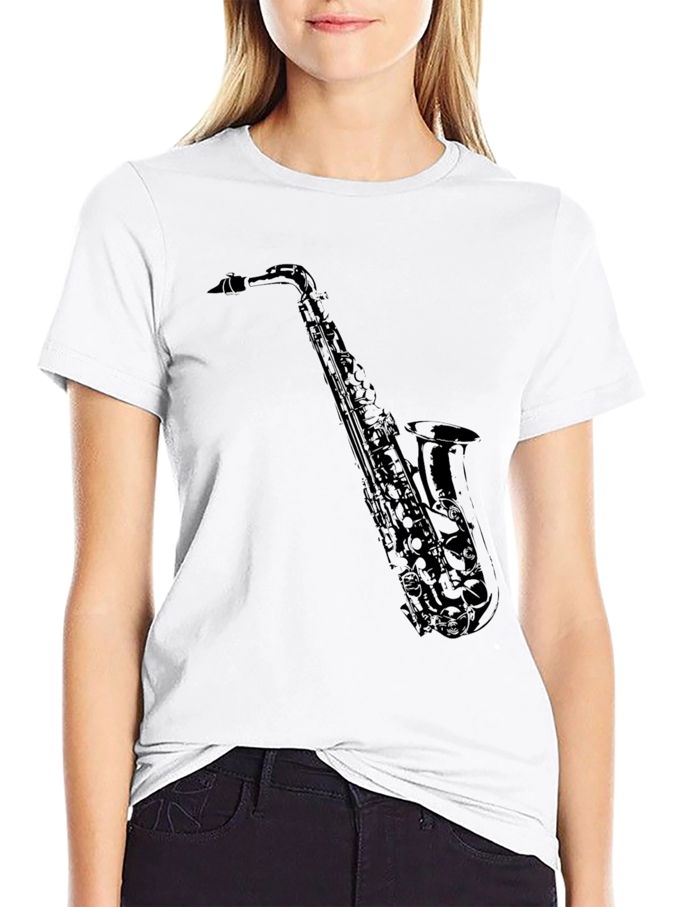 Black Saxophone Graphic Tee - Music Lover T-Shirt view 9