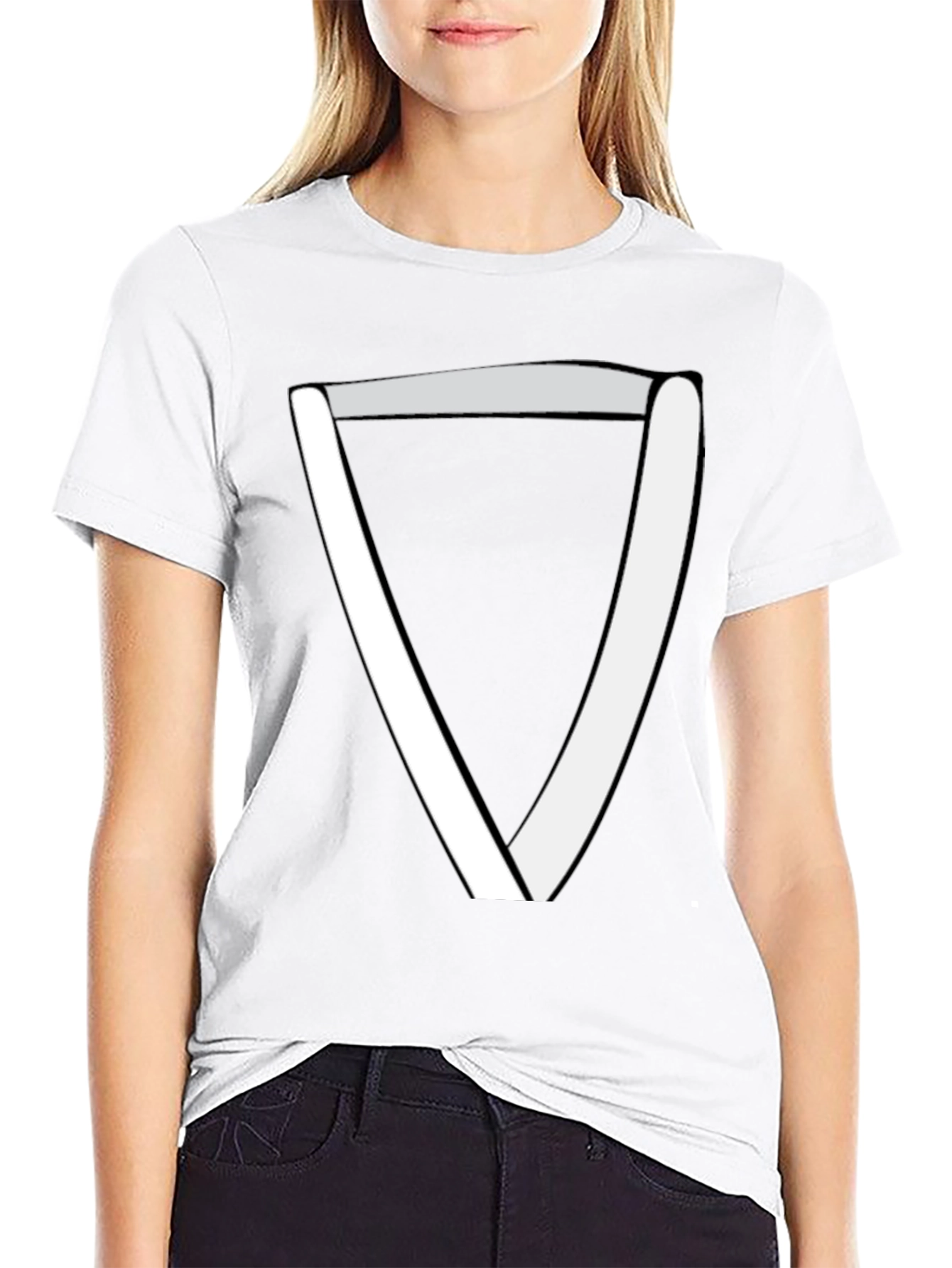 Black Modern Geometric Triangle T-Shirt - Black view 9