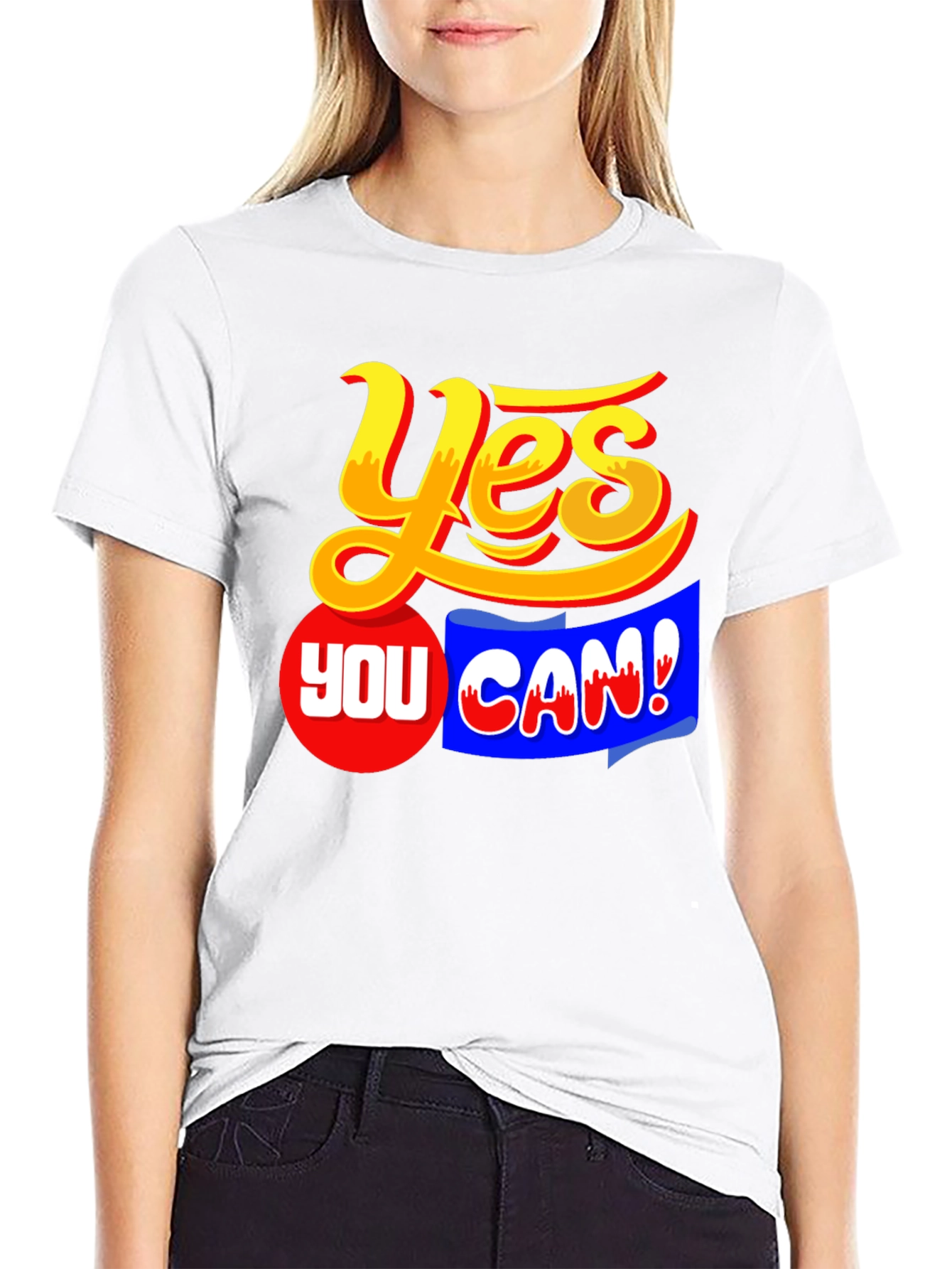 Black Yes You Can! Graphic T-Shirt Motivation Black view 9