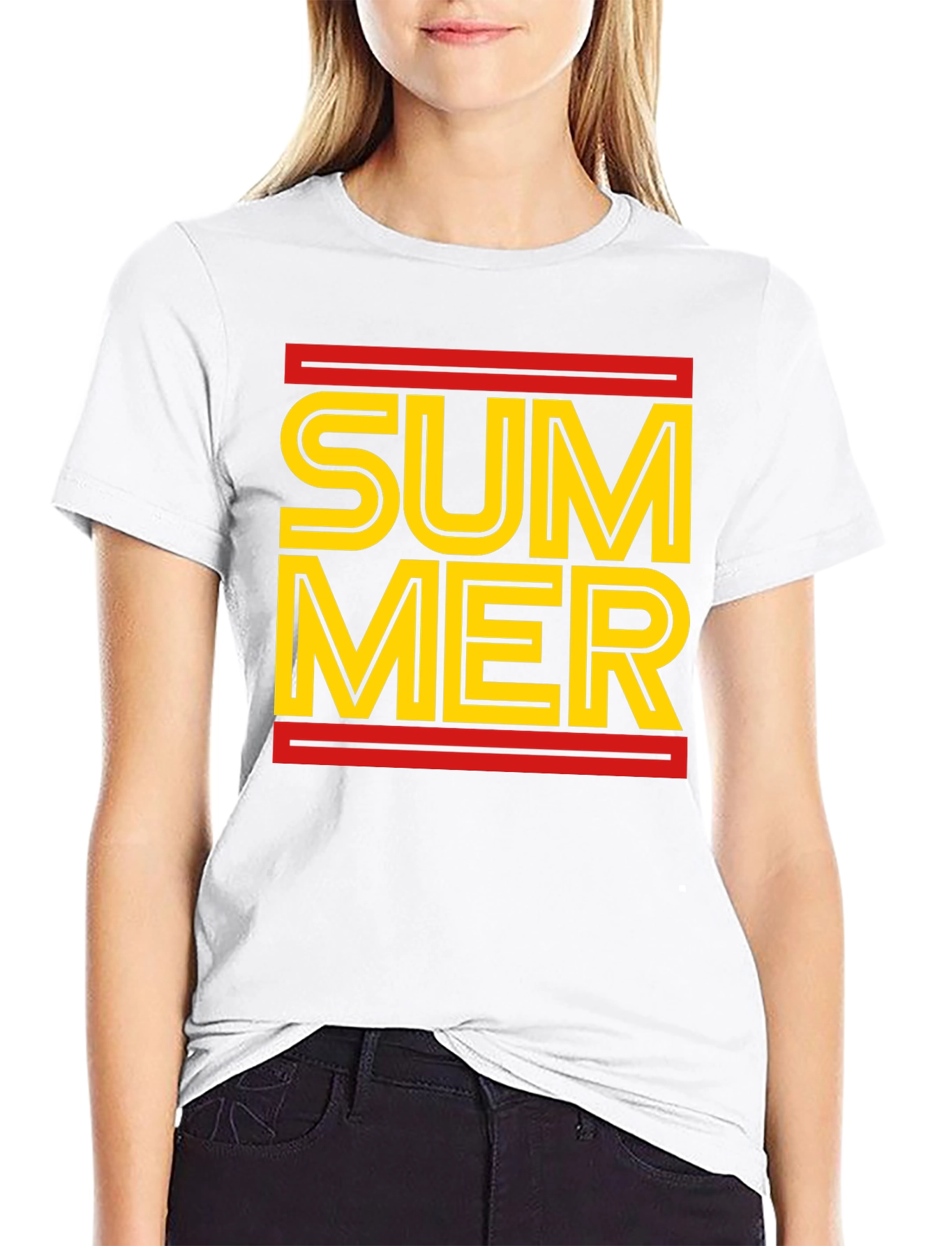 Black Summer Graphic Tee - Black Cotton Casual T-Shirt view 9