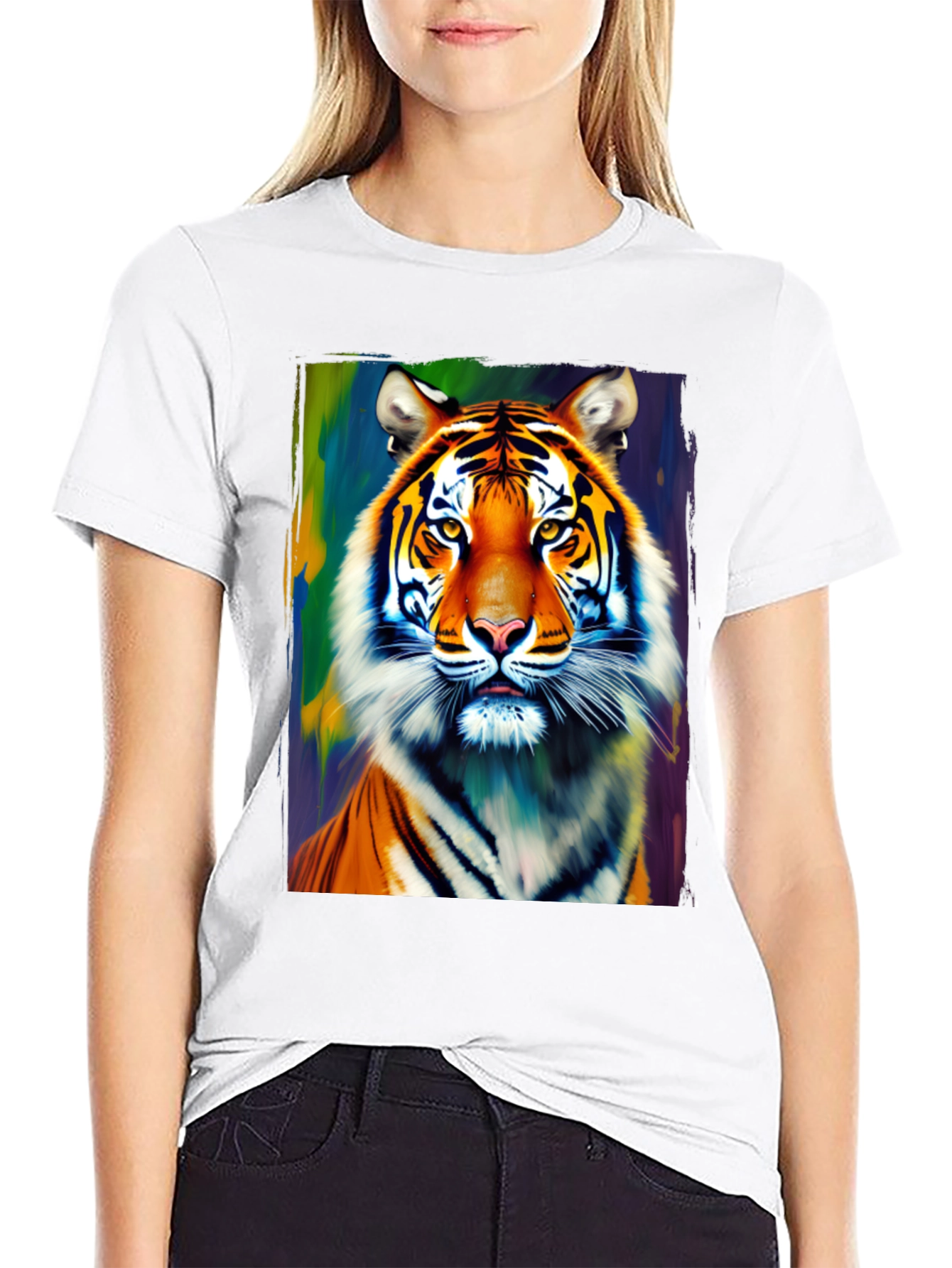 Black Tiger Graphic Tee - Vivid Animal Print Shirt view 9