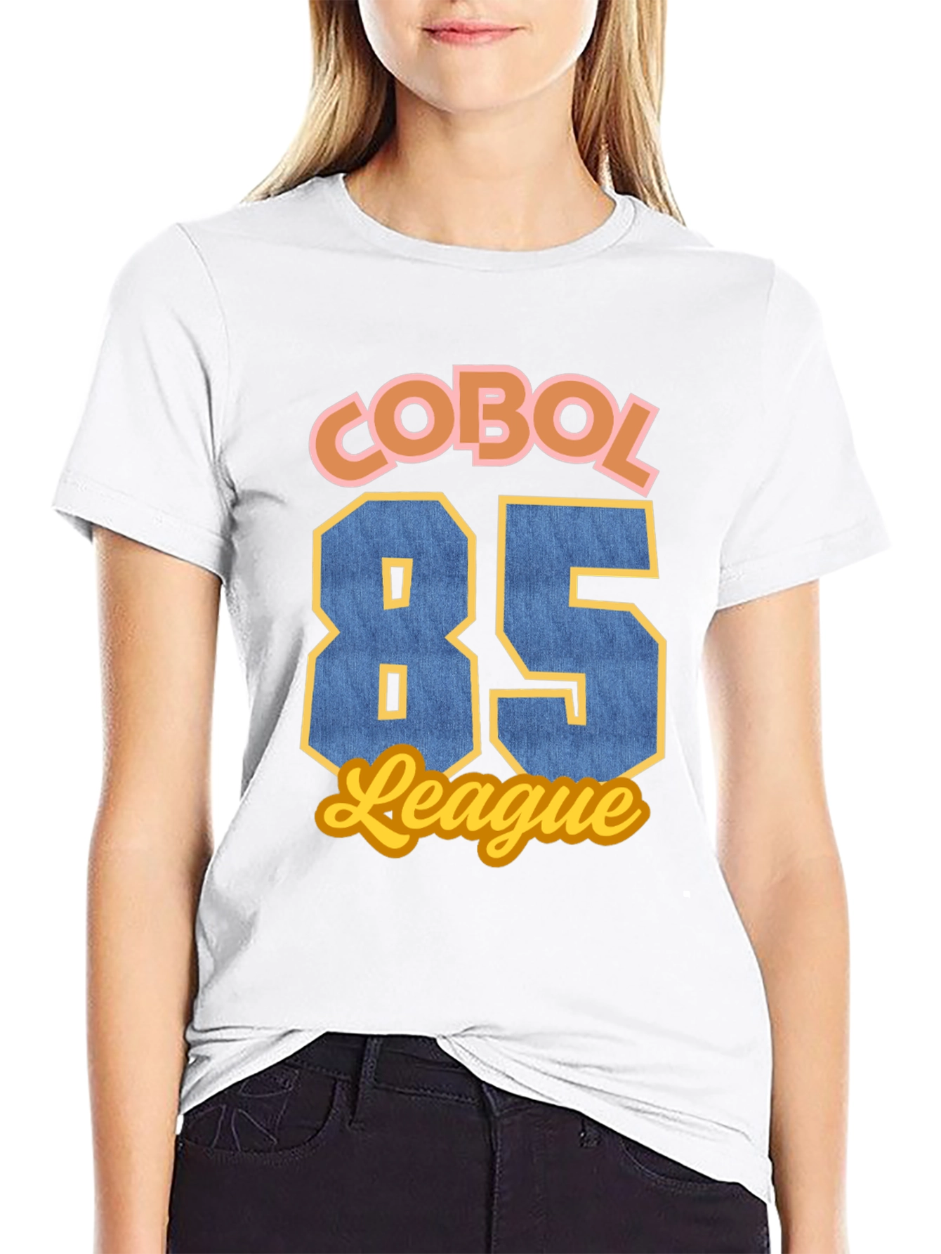 Black COBOL 85 League T-Shirt - Retro Programmer Style view 9