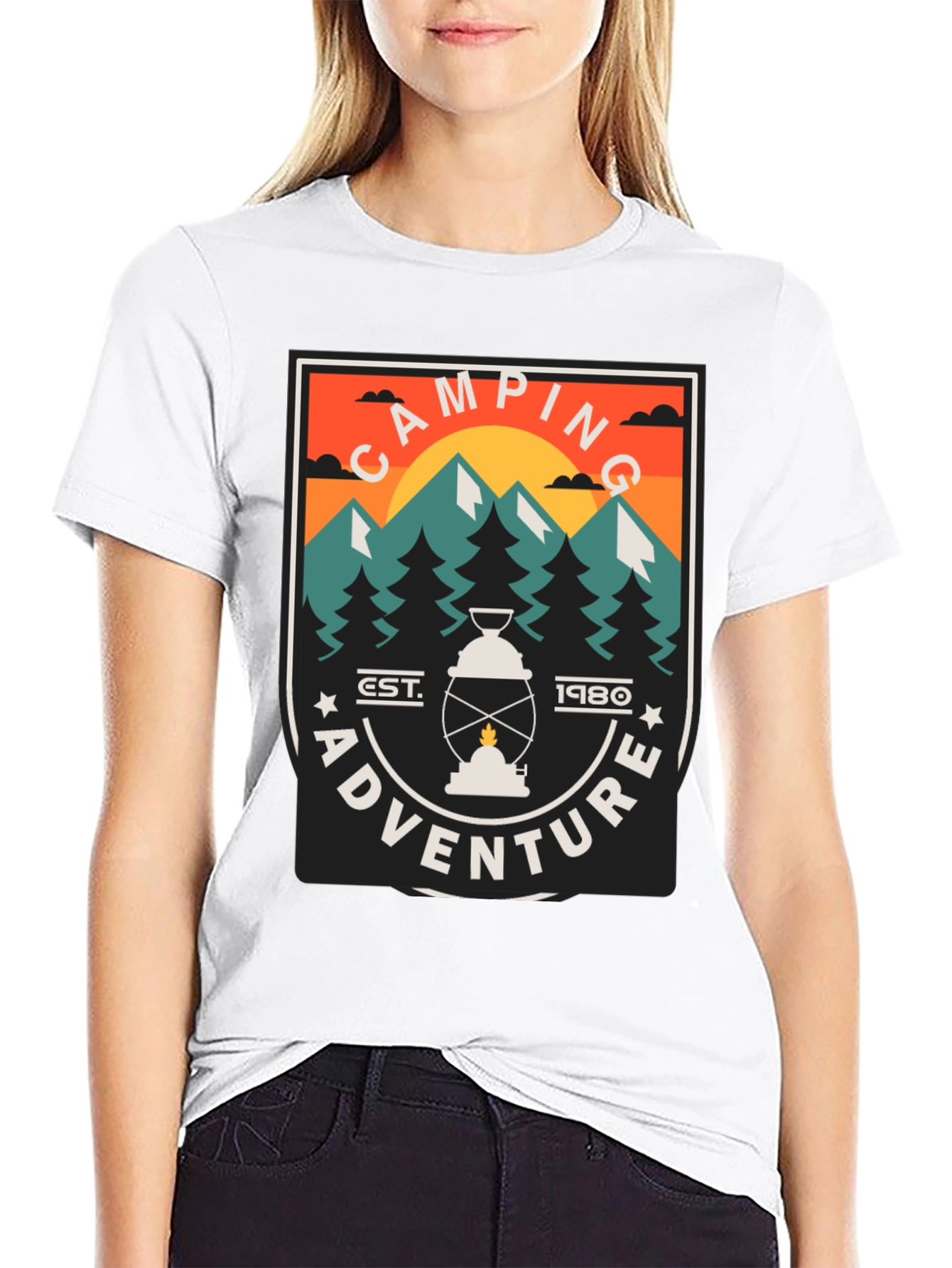 Black Camping Adventure Graphic T-Shirt view 9