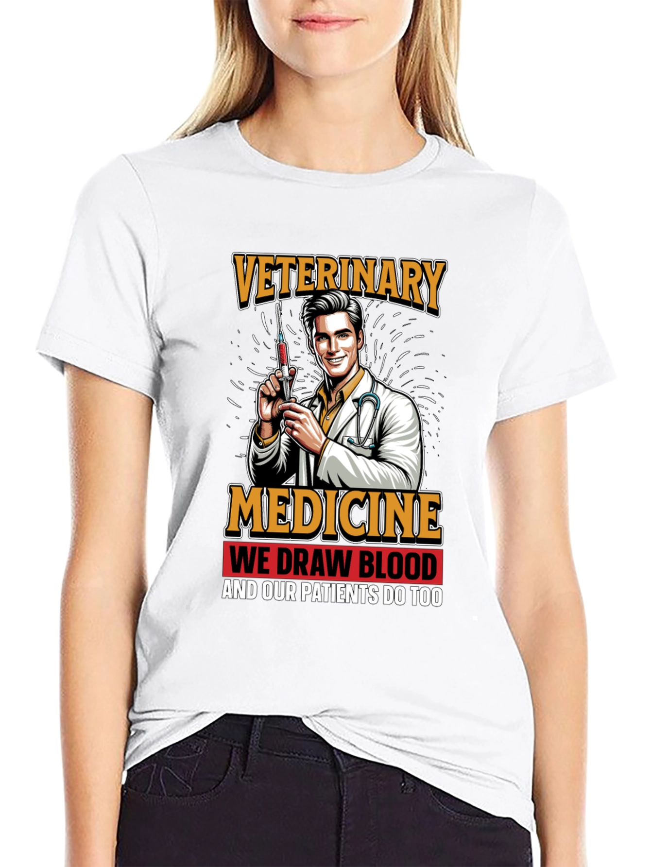 Black Veterinary Medicine We Draw Blood Graphic T-Shirt view 9