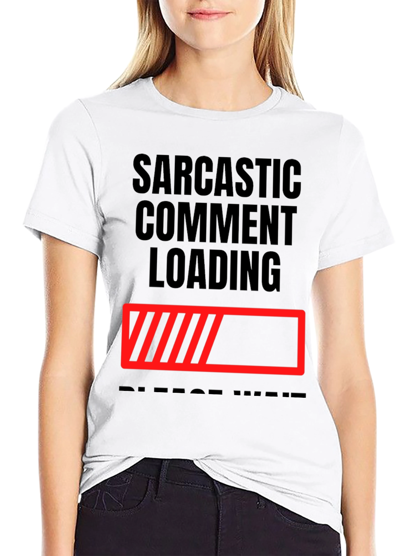 Black Sarcastic Comment Loading T-Shirt - Funny Novelty Tee view 9