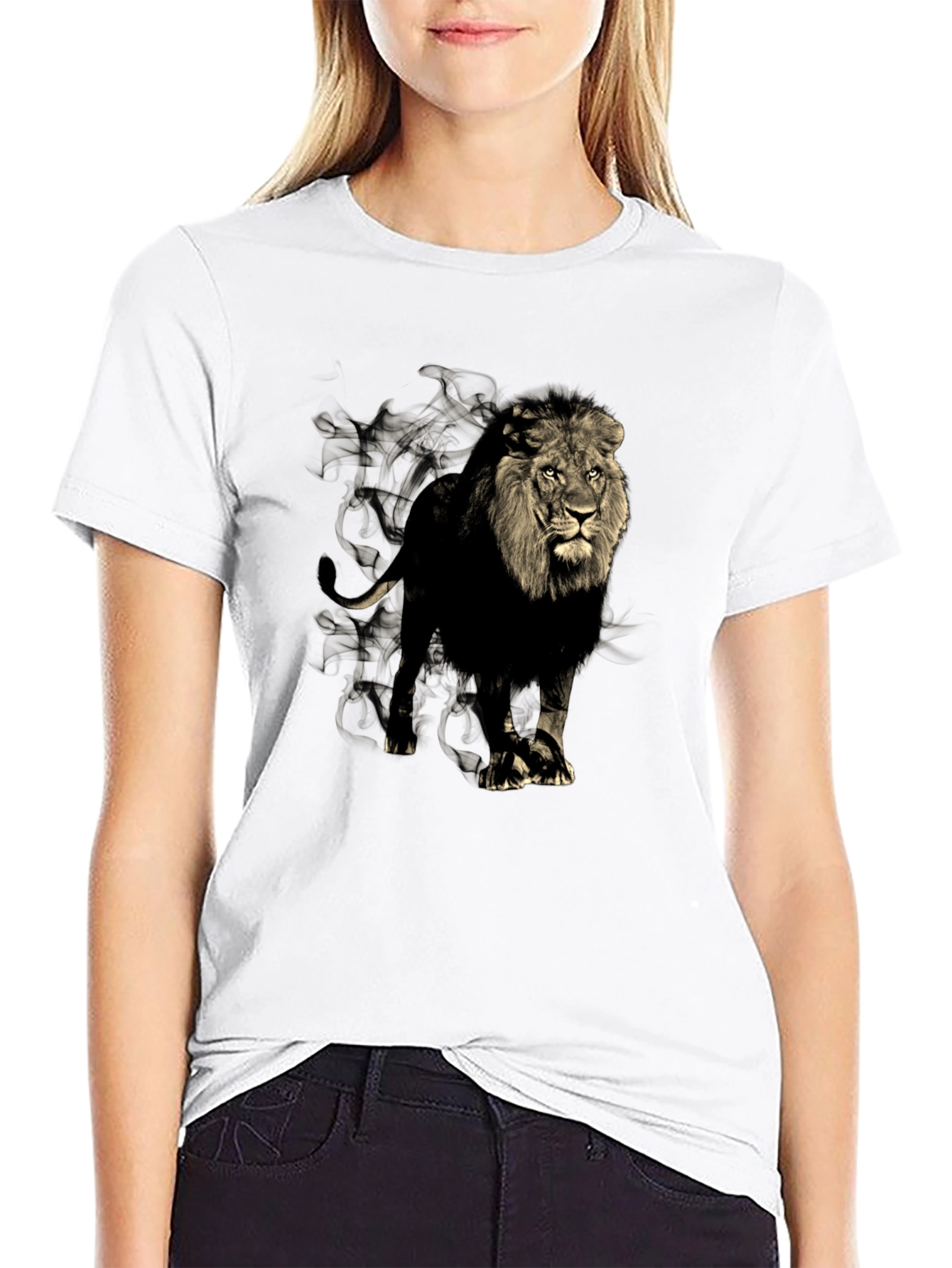 Black Lion Graphic Print Men's Black T-Shirt view 9