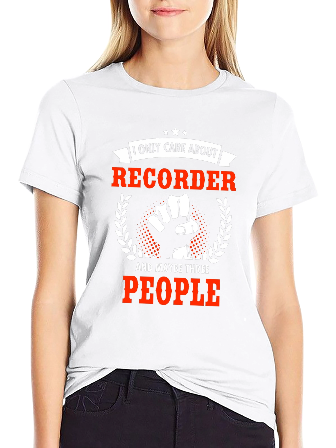 Black I Only Care About Recorder T-Shirt view 9