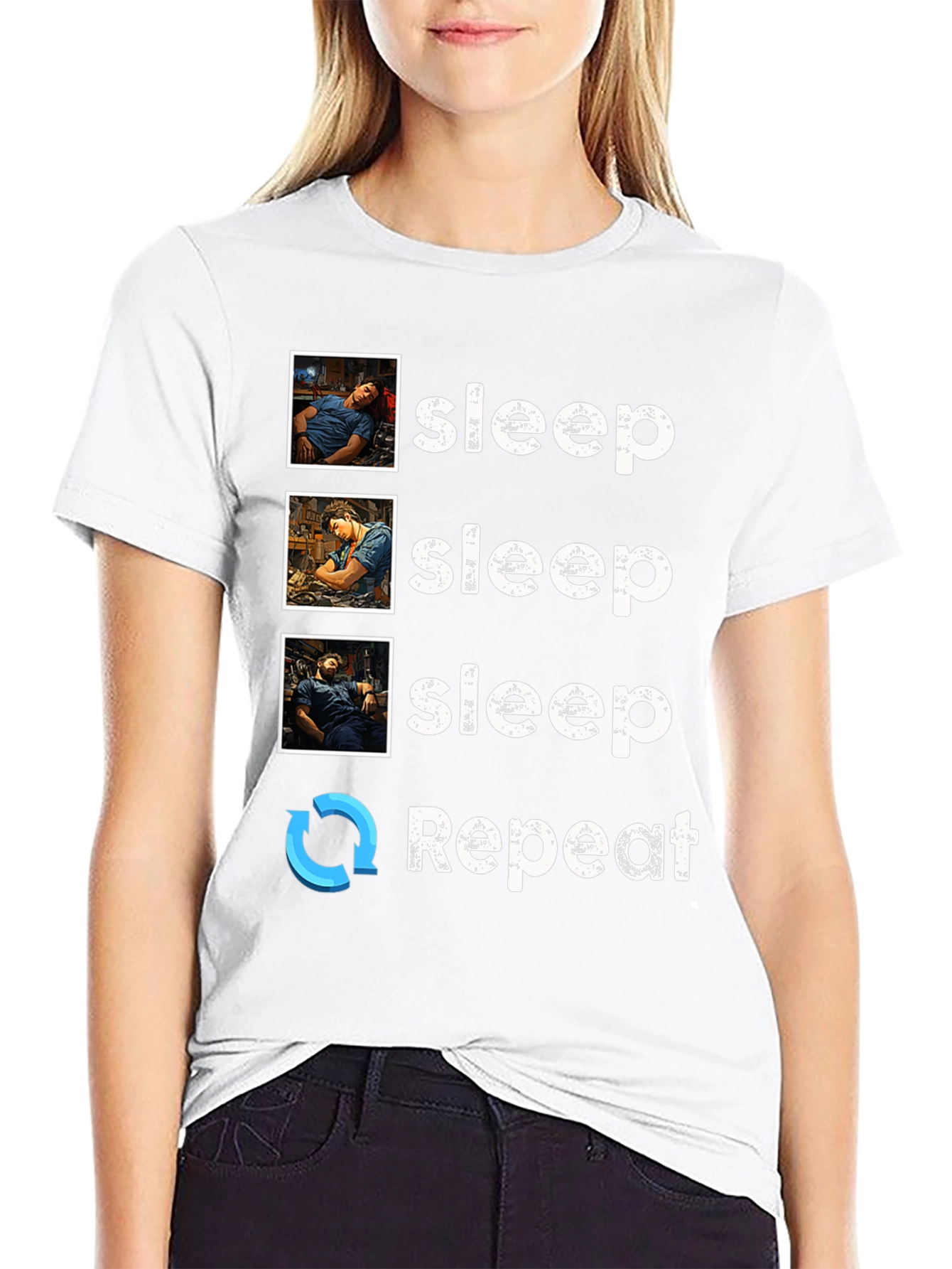 Black Sleep Technician T-Shirt - Sleep Repeat view 9